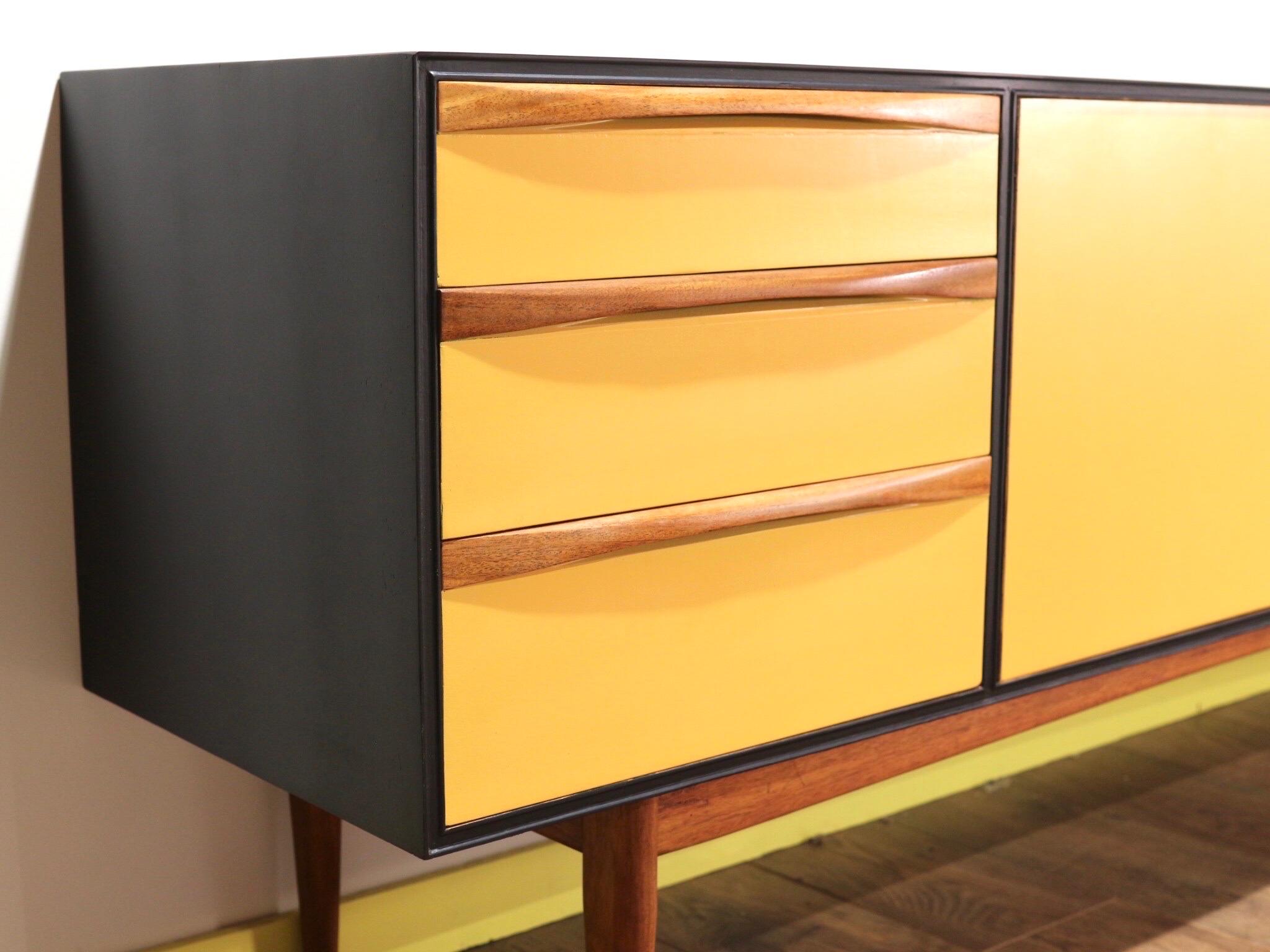 Teak Mid-Century Modern Crednzaby A.H.Mcintosh in Yellow