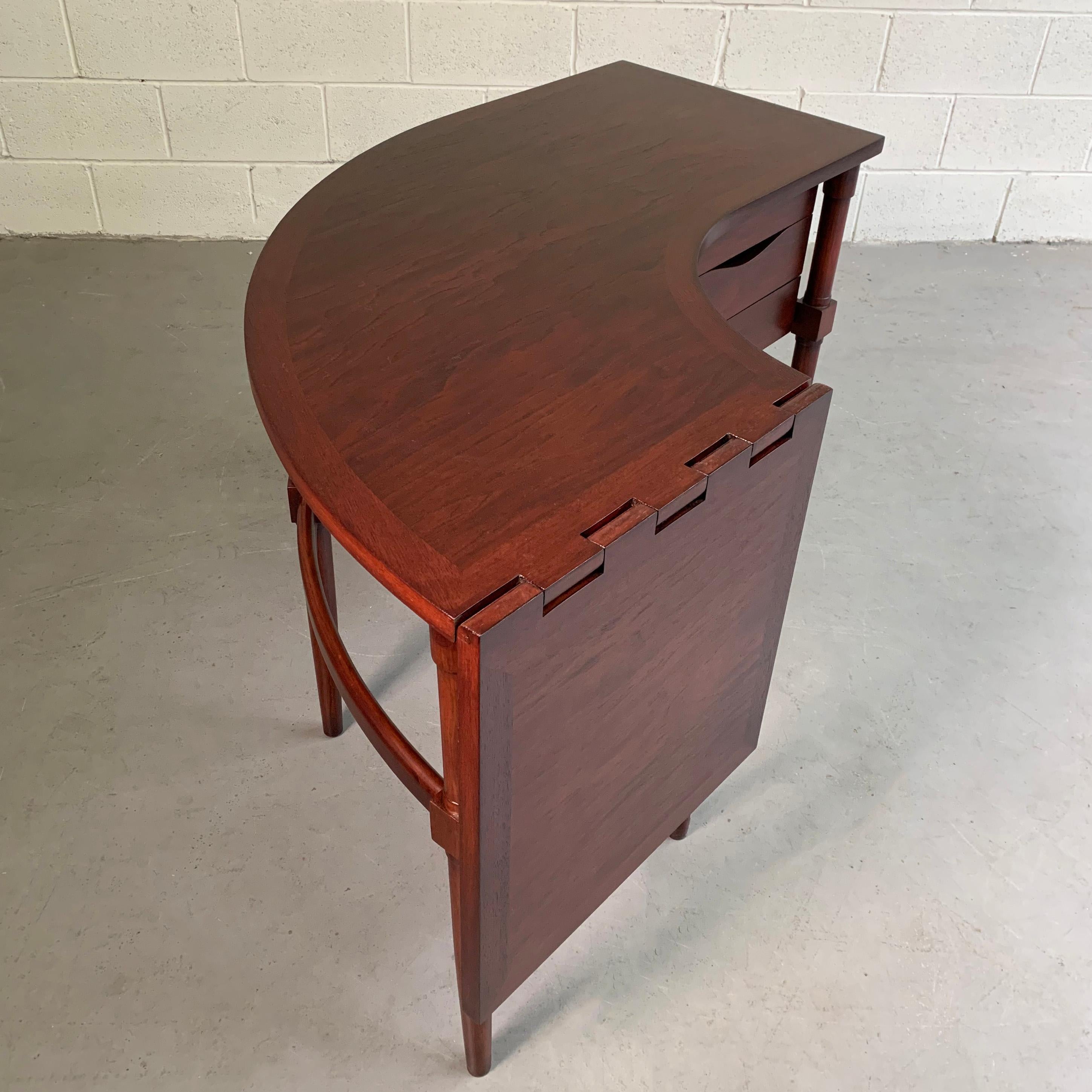 Mid-Century Modern Crescent Shape Drop-Leaf Desk 4
