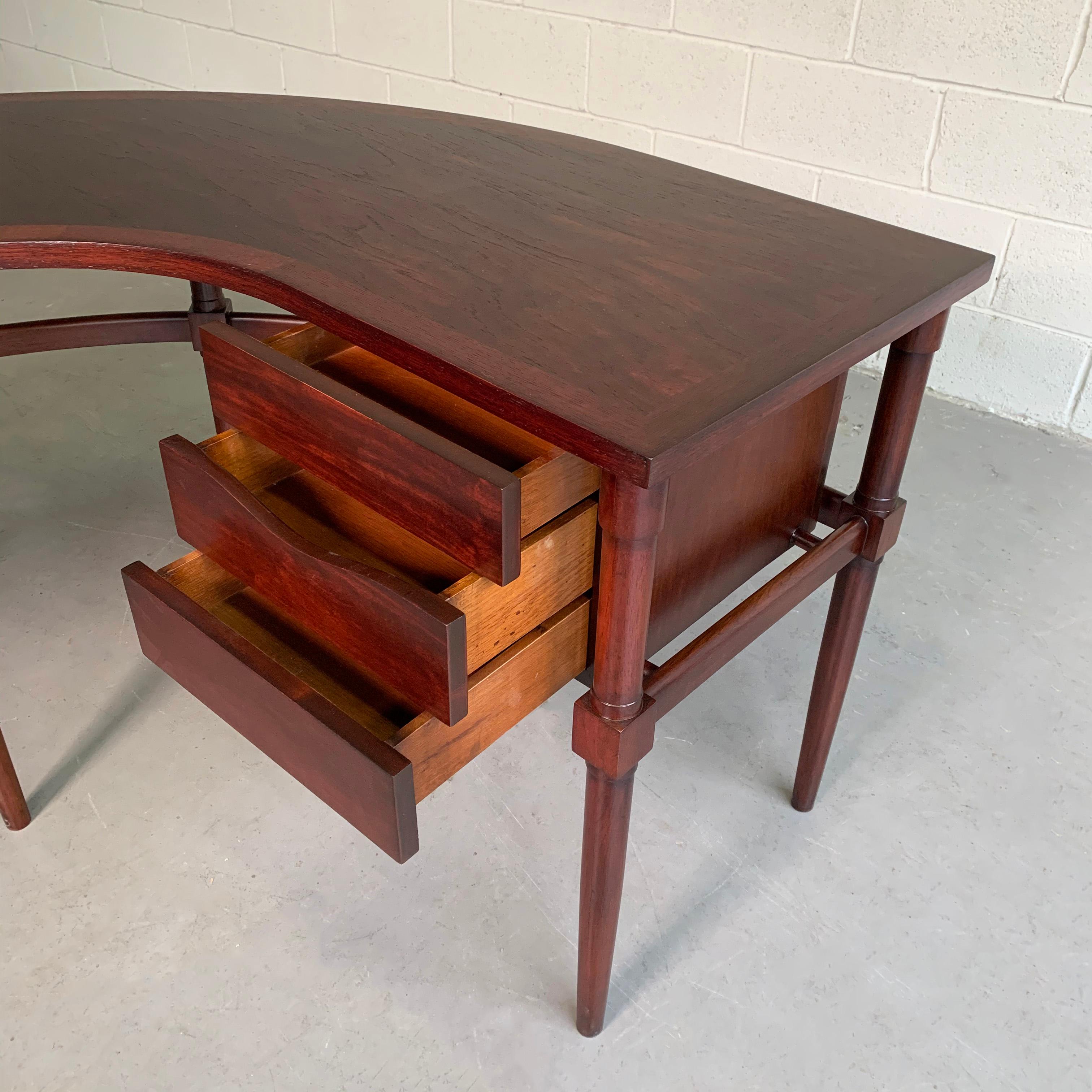 20th Century Mid-Century Modern Crescent Shape Drop-Leaf Desk