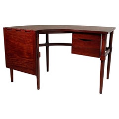 Vintage Mid-Century Modern Crescent Shape Drop-Leaf Desk