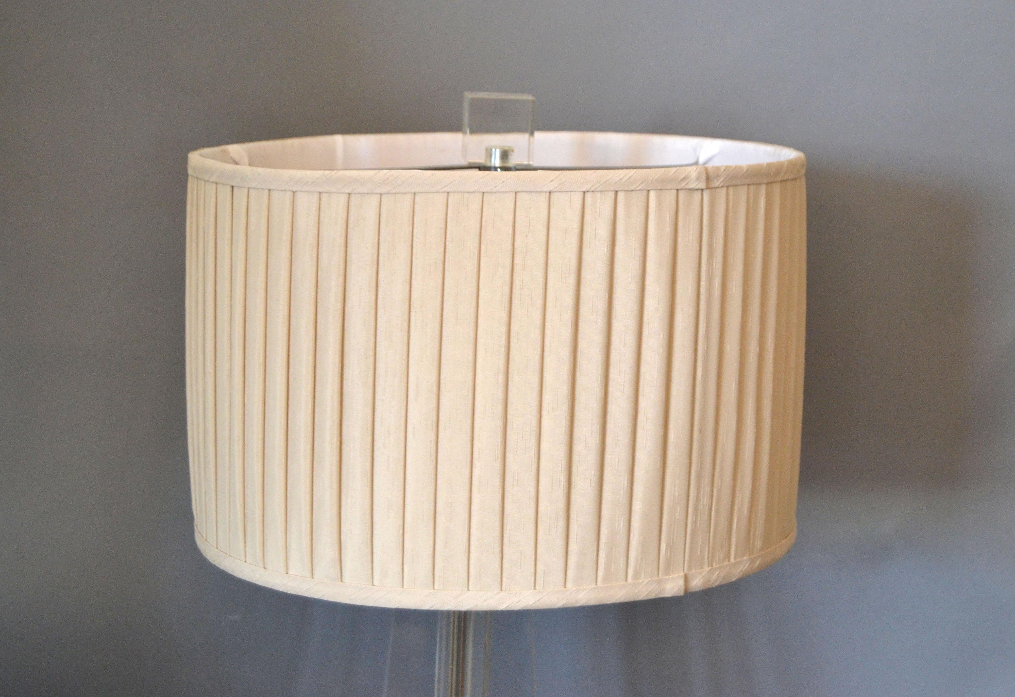 Heavy Mid-Century Modern Cross Crystal & Chrome Table Lamps, Pair 2