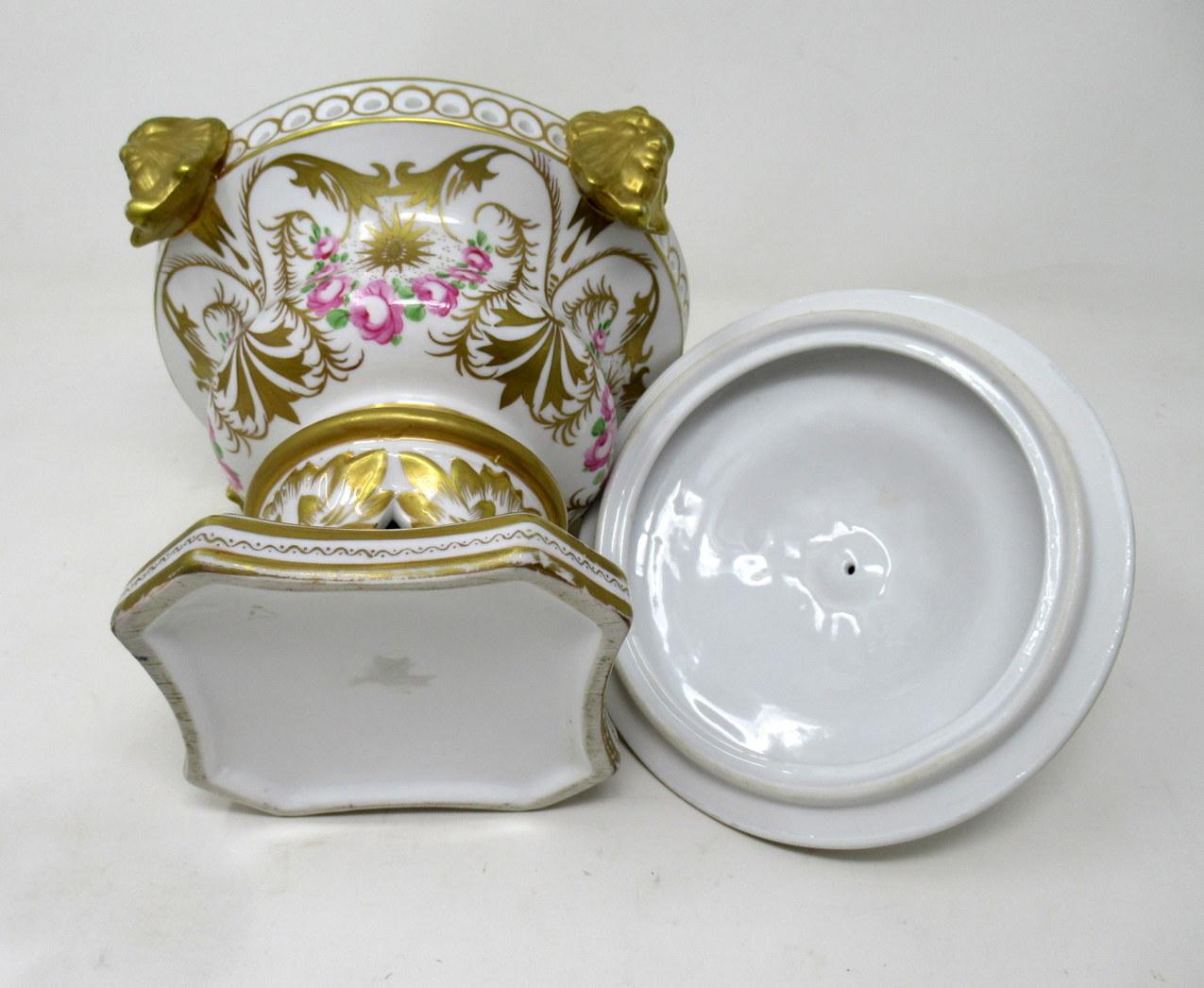 Mid-Century Modern Crown Derby Style Pair Urns Vases Pot Pourri Centerpieces 4