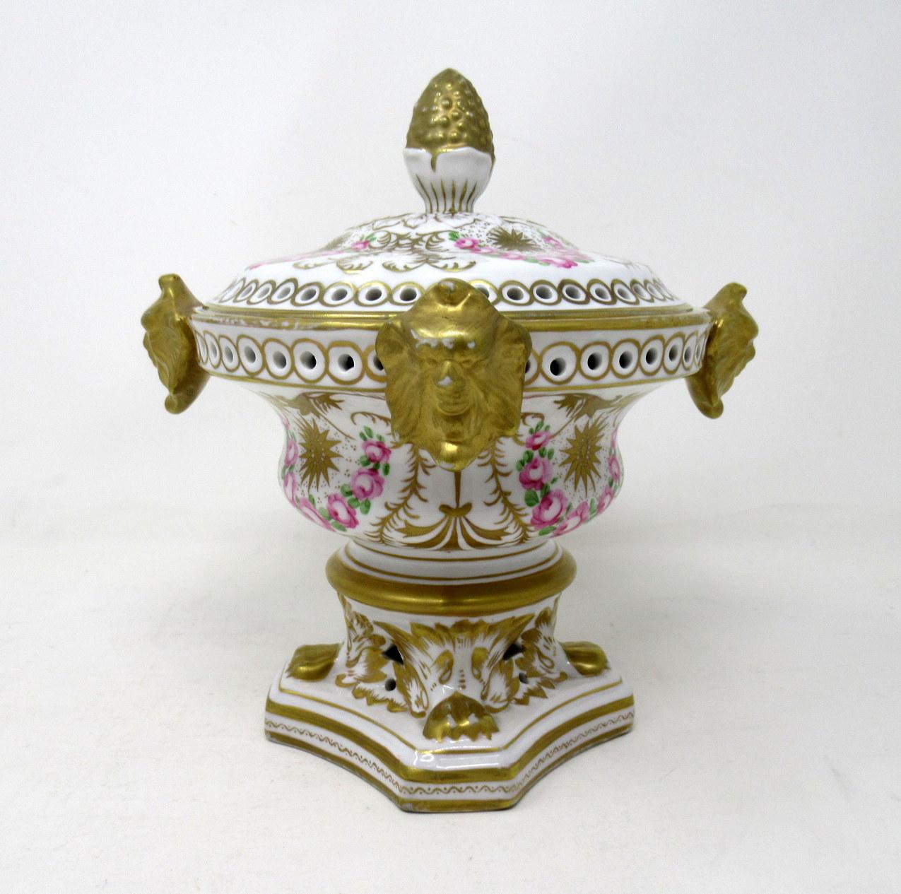 20th Century Mid-Century Modern Crown Derby Style Pair Urns Vases Pot Pourri Centerpieces