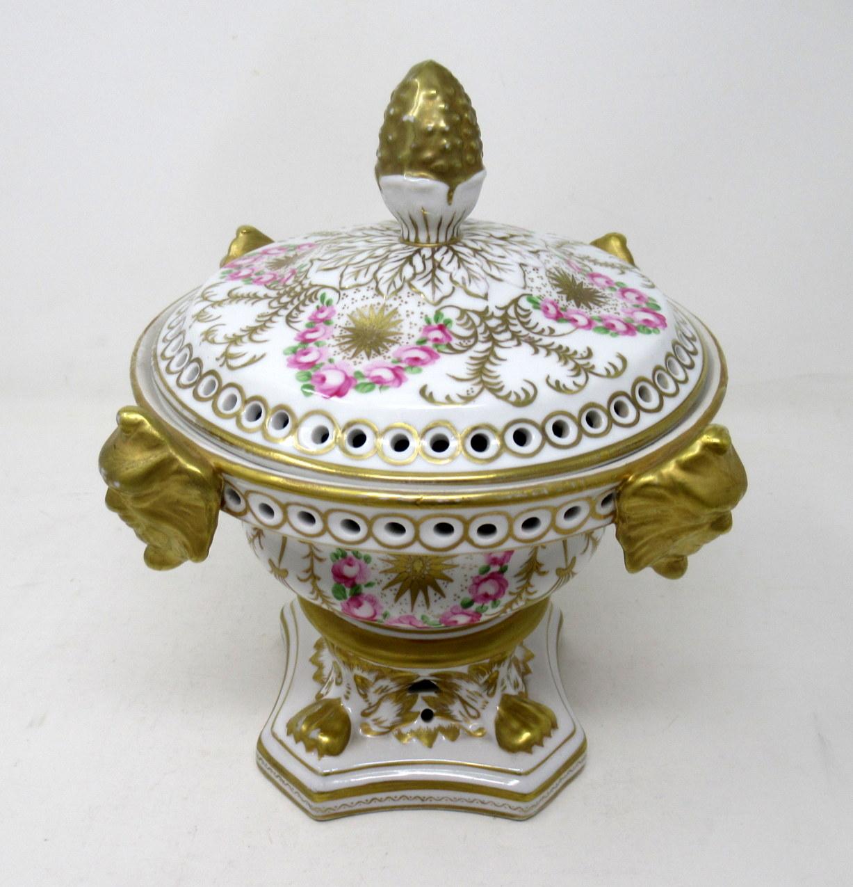Ceramic Mid-Century Modern Crown Derby Style Pair Urns Vases Pot Pourri Centerpieces