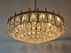 Mid Century Modern Crystal and Brass Chandelier by Bakalowits, Austria 1960s