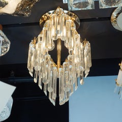 Mid-Century Modern Crystal and Brass Chandelier by J. & L. Lobmeyr Company