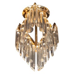 Mid-Century Modern Crystal and Brass Chandelier by J. & L. Lobmeyr Company