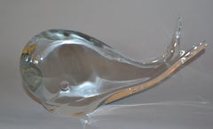 Baleine en verre d'art en cristal moderne du milieu du siècle par FM Ronneby Konstglas Suède
