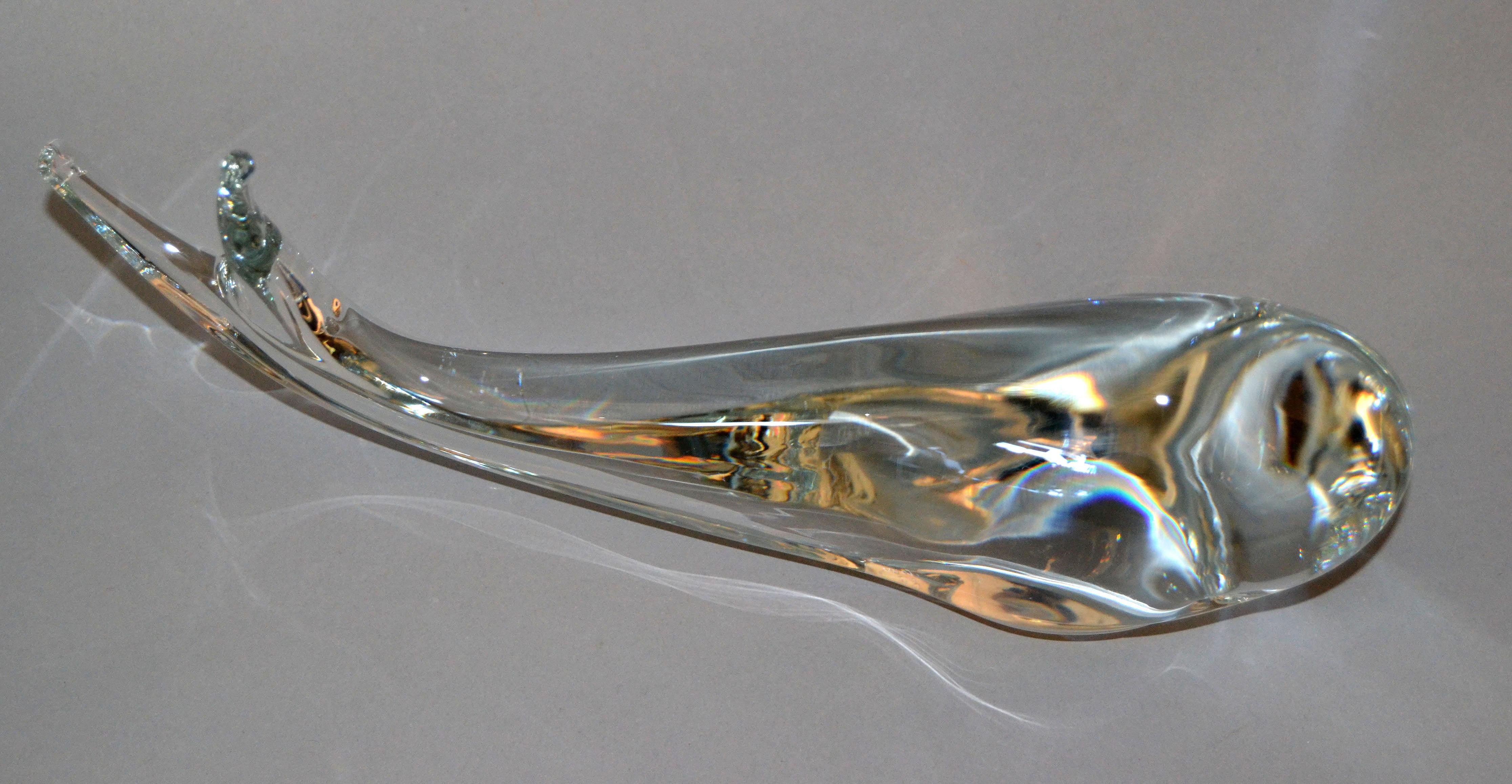 Mid-20th Century Mid-Century Modern Crystal Art Glass Whale by FM Ronneby Konstglas Sweden