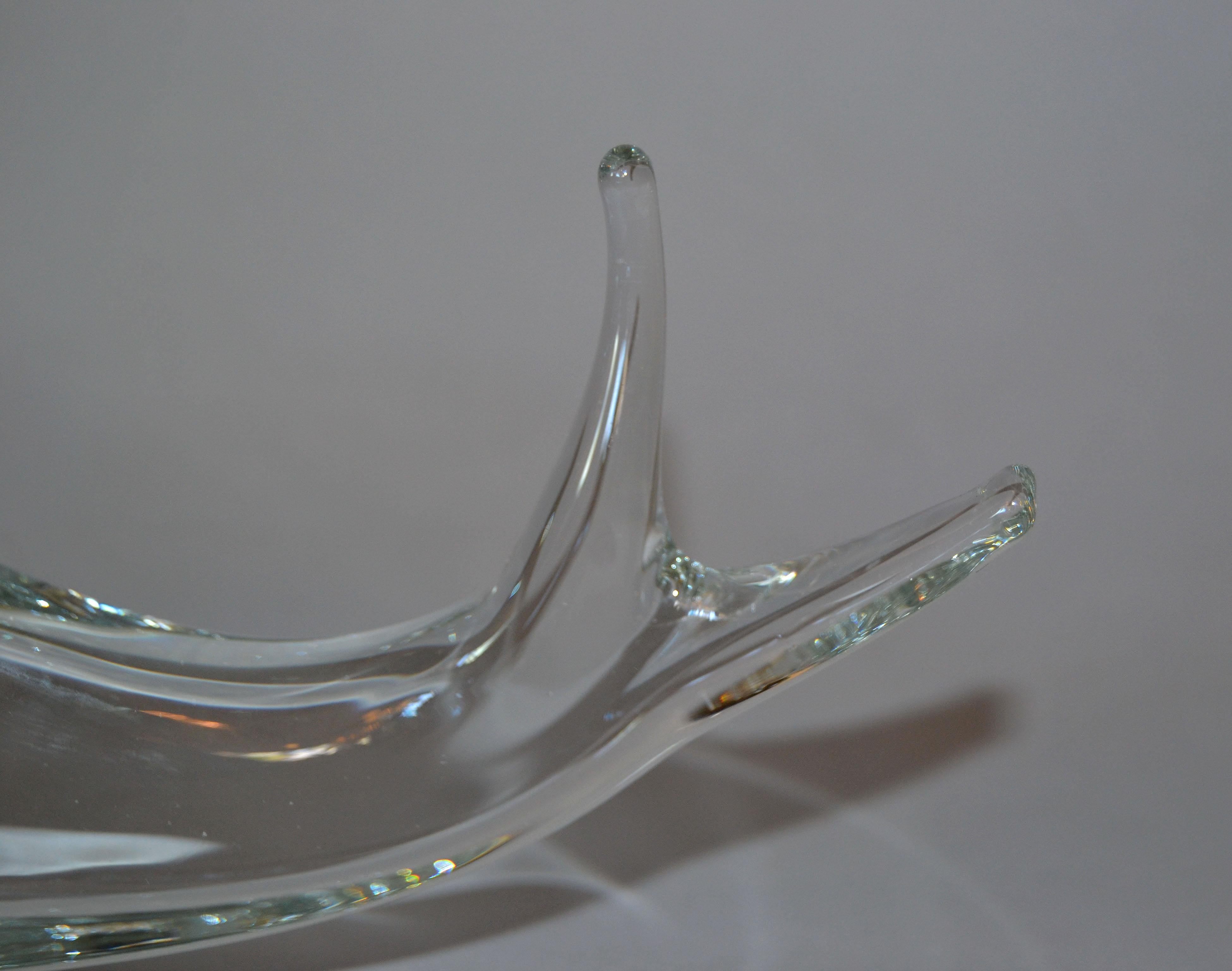 Blown Glass Mid-Century Modern Crystal Art Glass Whale by FM Ronneby Konstglas Sweden