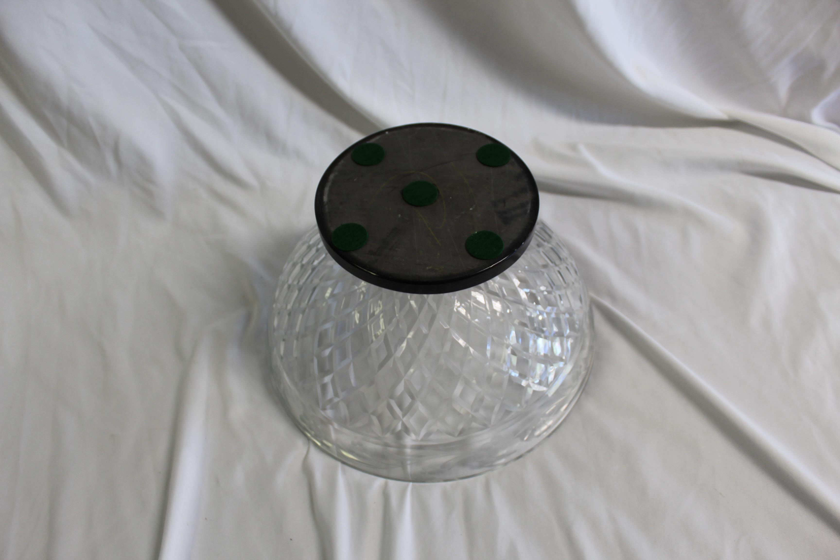 Carved Mid-Century Modern Crystal Bowl For Sale