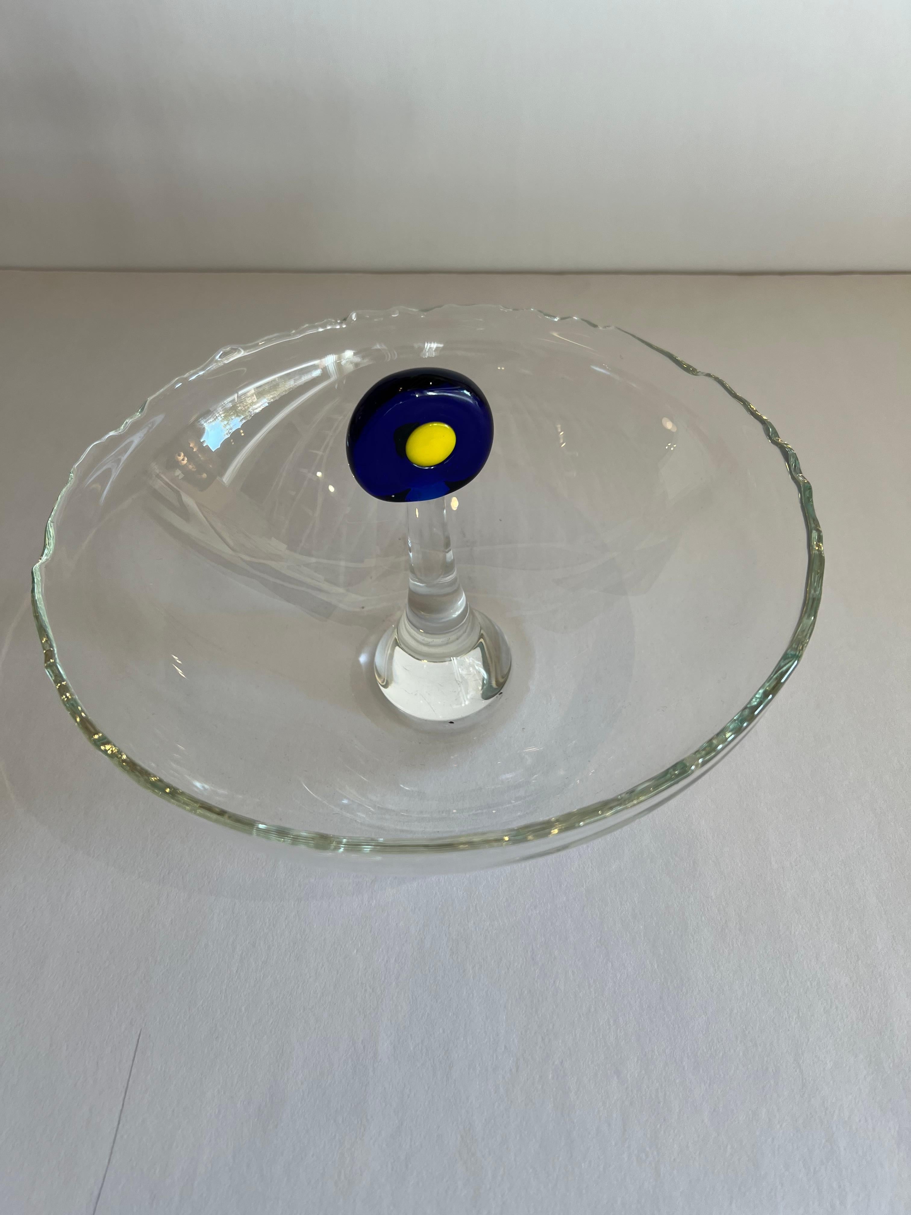 Polish Mid-Century Modern Crystal Bowl with Central Knob by Marian Pyrcak For Sale