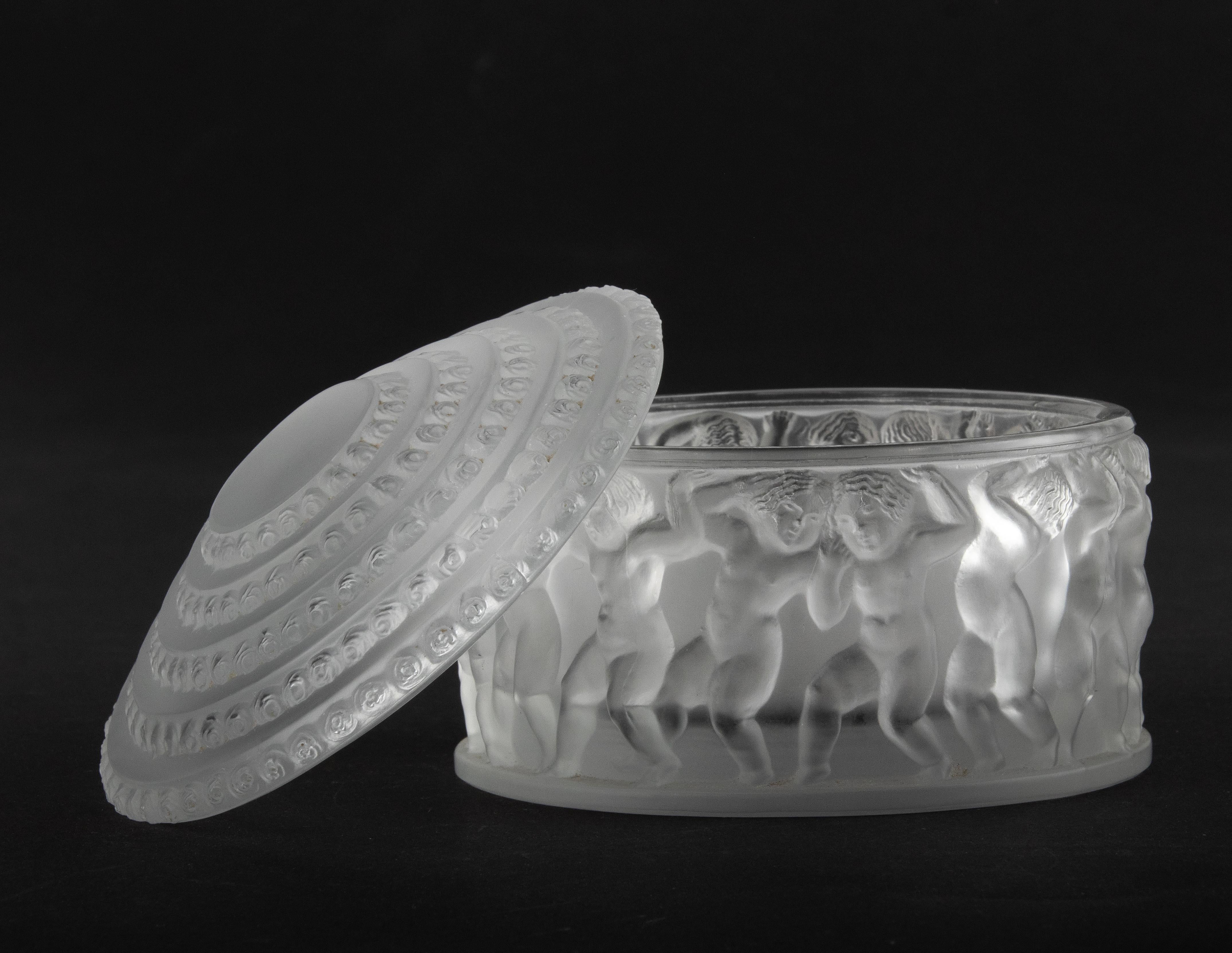 Hand-Crafted Mid-Century Modern Crystal Box Made by Lalique, Les Enfants