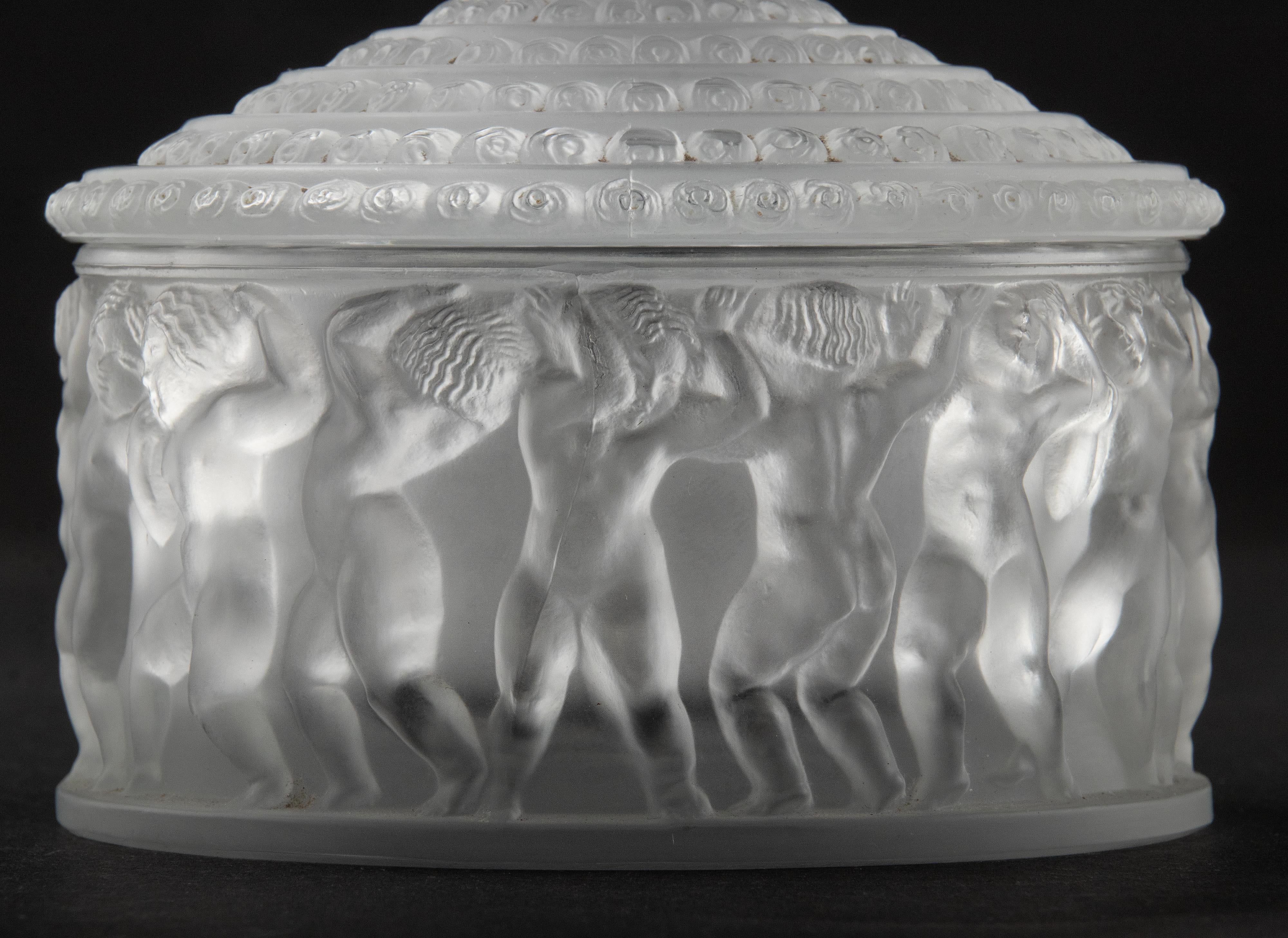 20th Century Mid-Century Modern Crystal Box Made by Lalique, Les Enfants