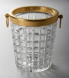 Champagnerkübel aus Kristall und Messing, Moderne der Mitte des Jahrhunderts
