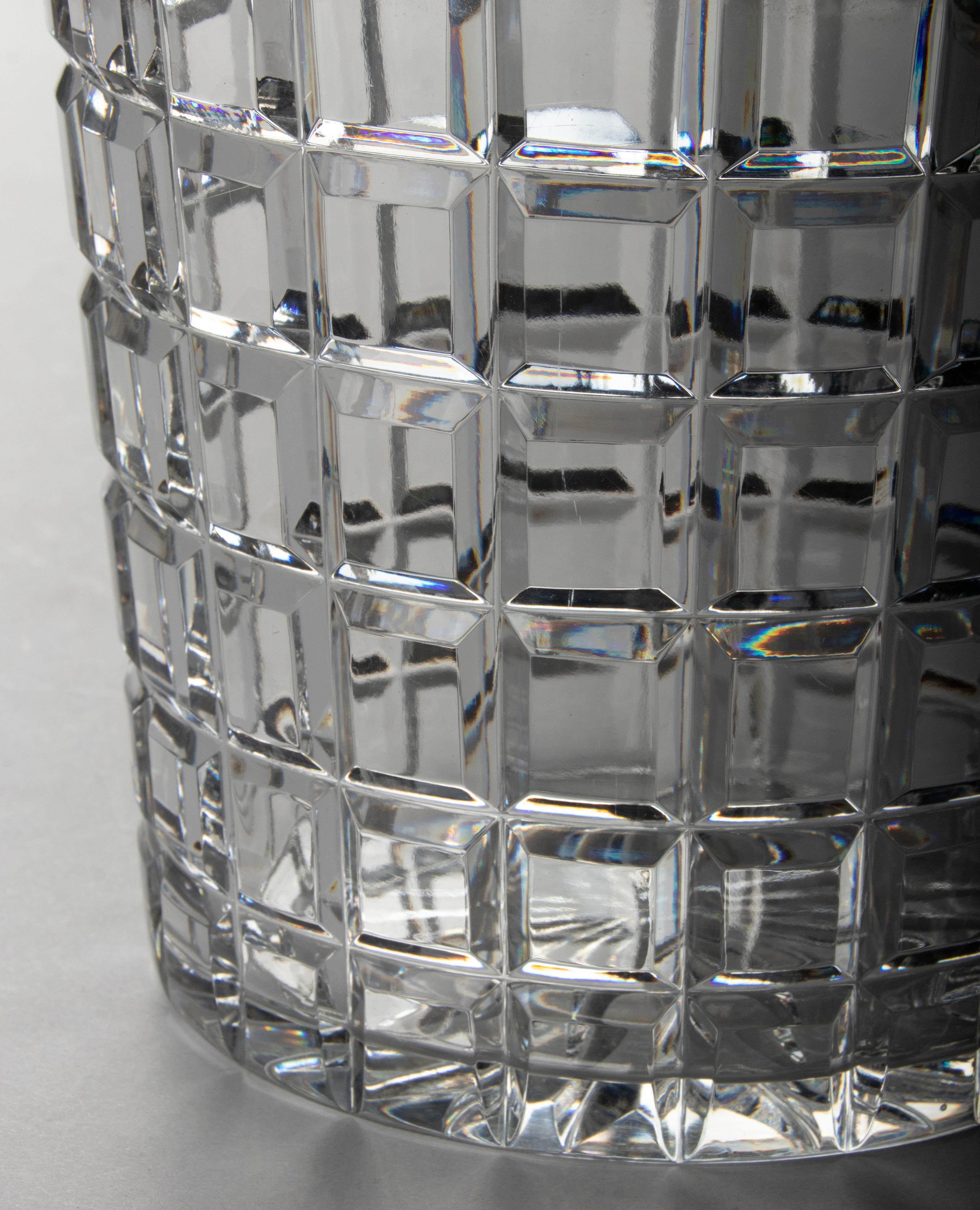 Mid-Century Modern Crystal Brass Champagne Bucket 12