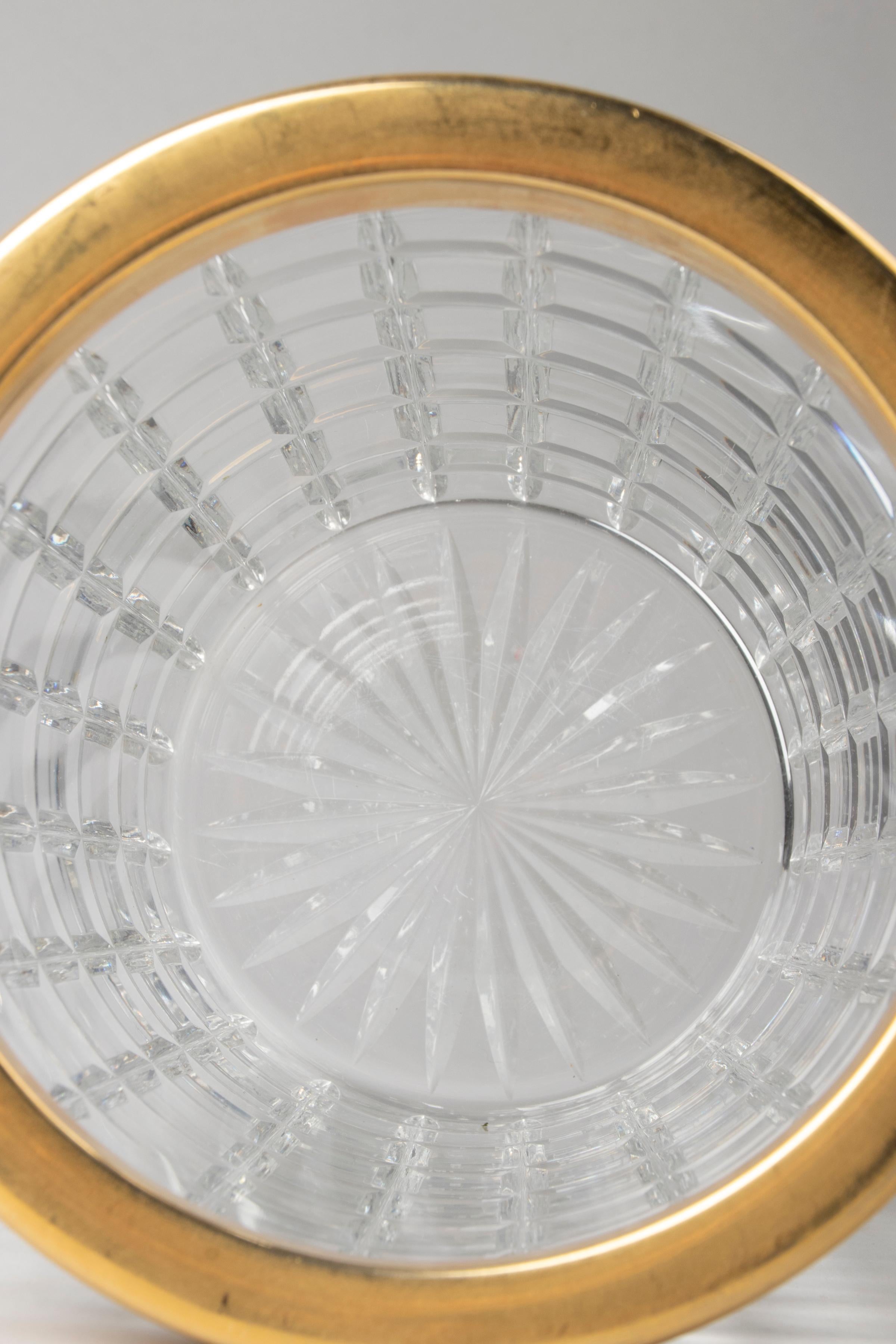 20th Century Mid-Century Modern Crystal Brass Champagne Bucket