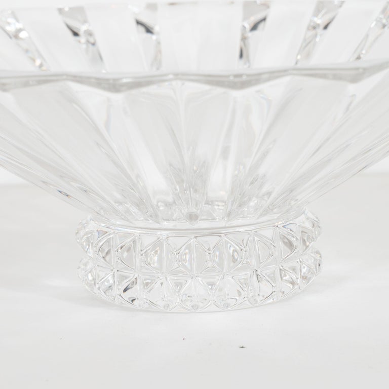 MidCentury Modern Crystal Centerpiece Bowl with Geometric Designs by