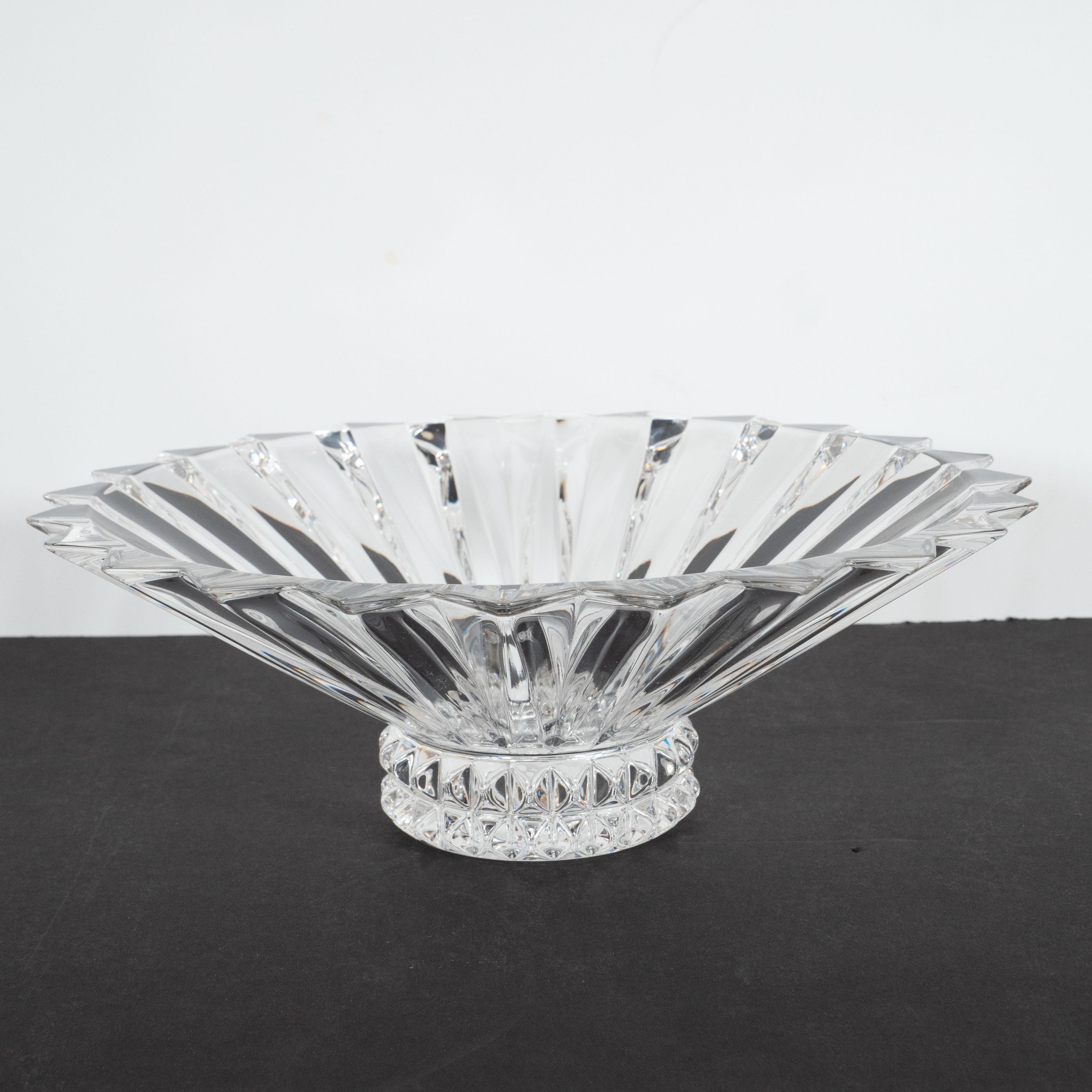 Late 20th Century Mid-Century Modern Crystal Centerpiece Bowl with Geometric Designs by Rosenthal