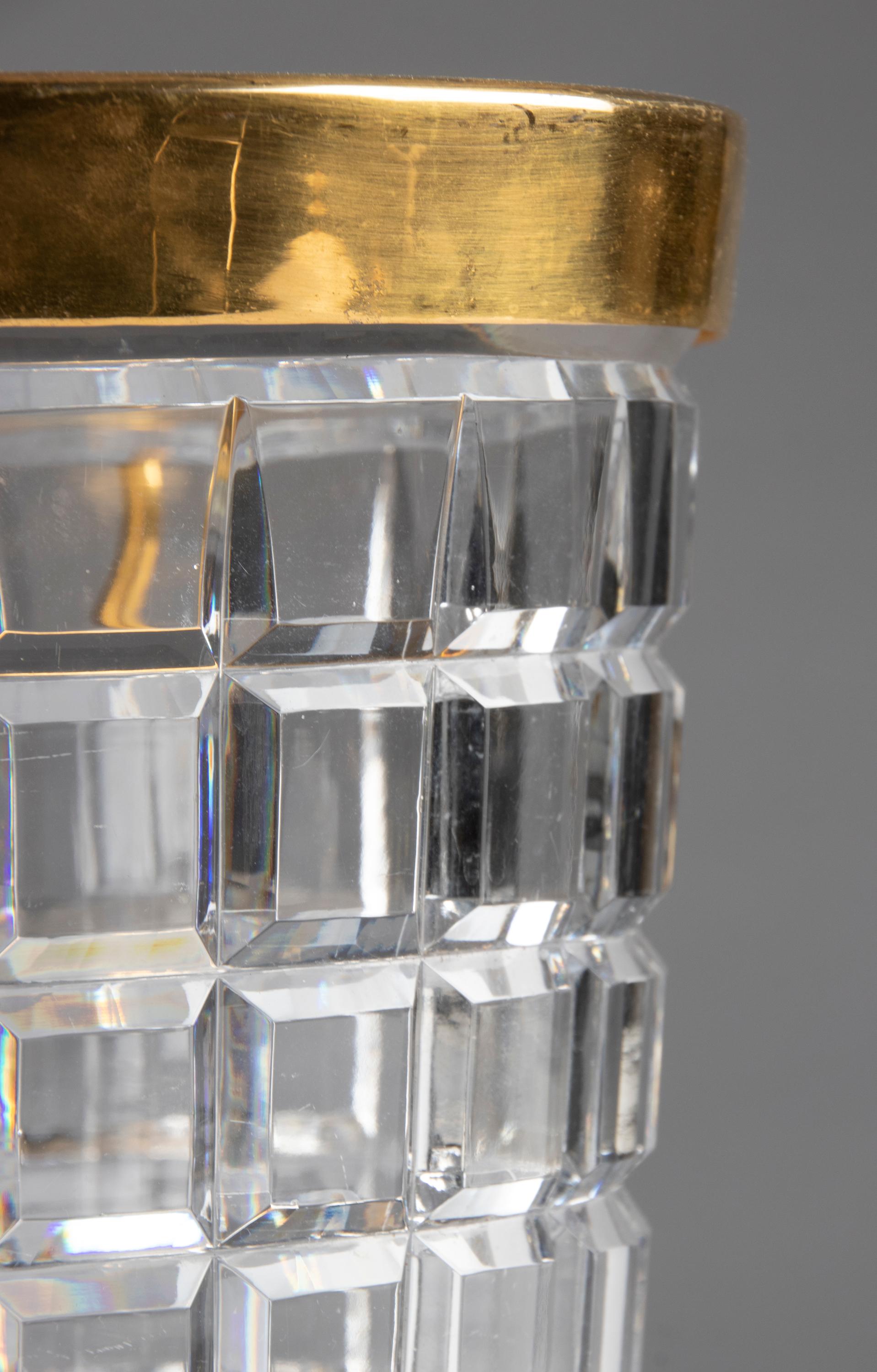 Carved Mid-Century Modern Crystal Champagne Bucket