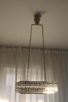 Mid-Century Modern Crystal Chandelier, Carl Fagerlund, Orrefors, Star-Cut Glass