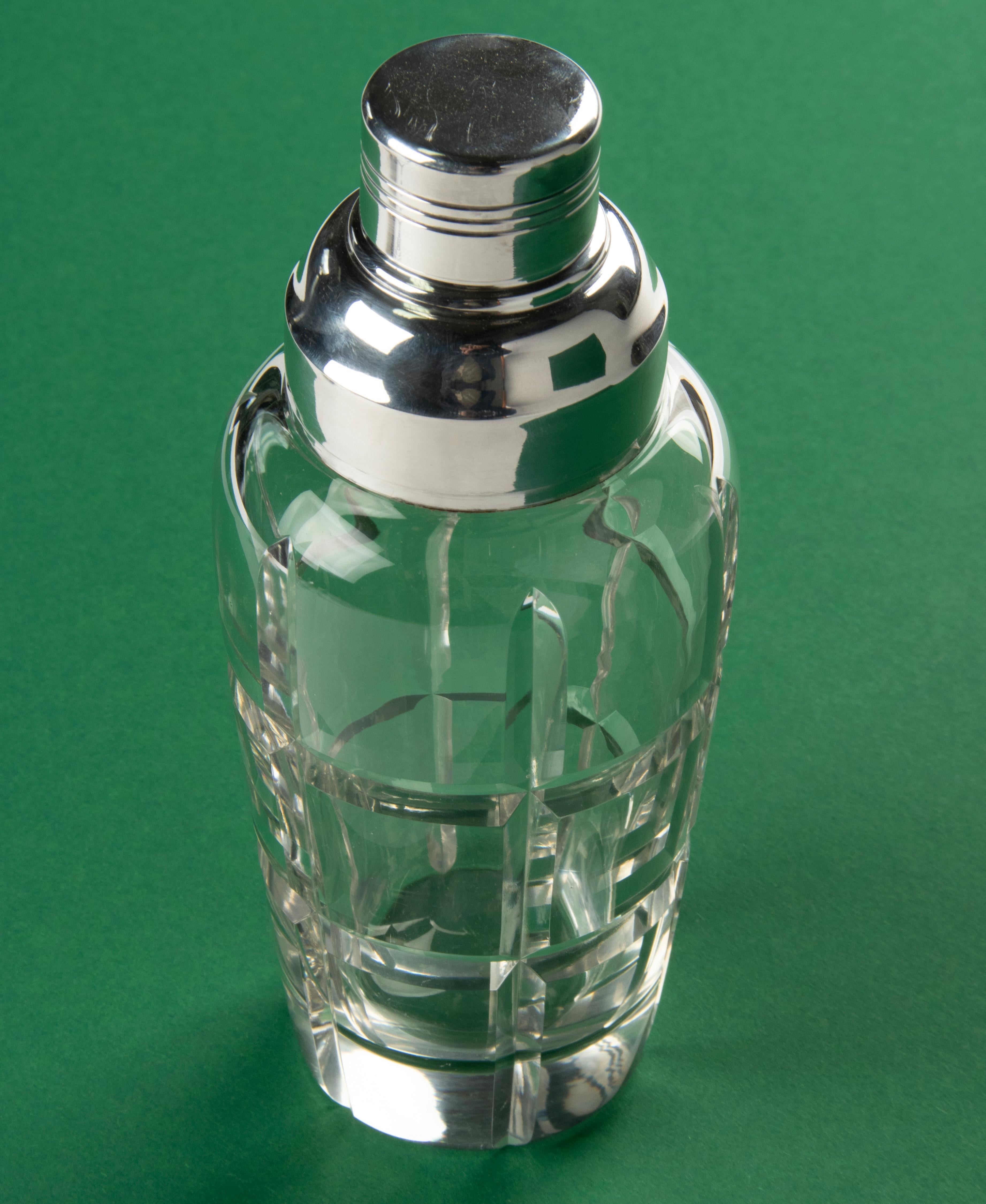 Mid-Century Modern Crystal Cocktail Shaker with Silver Plated Top, Carme For Sale 7