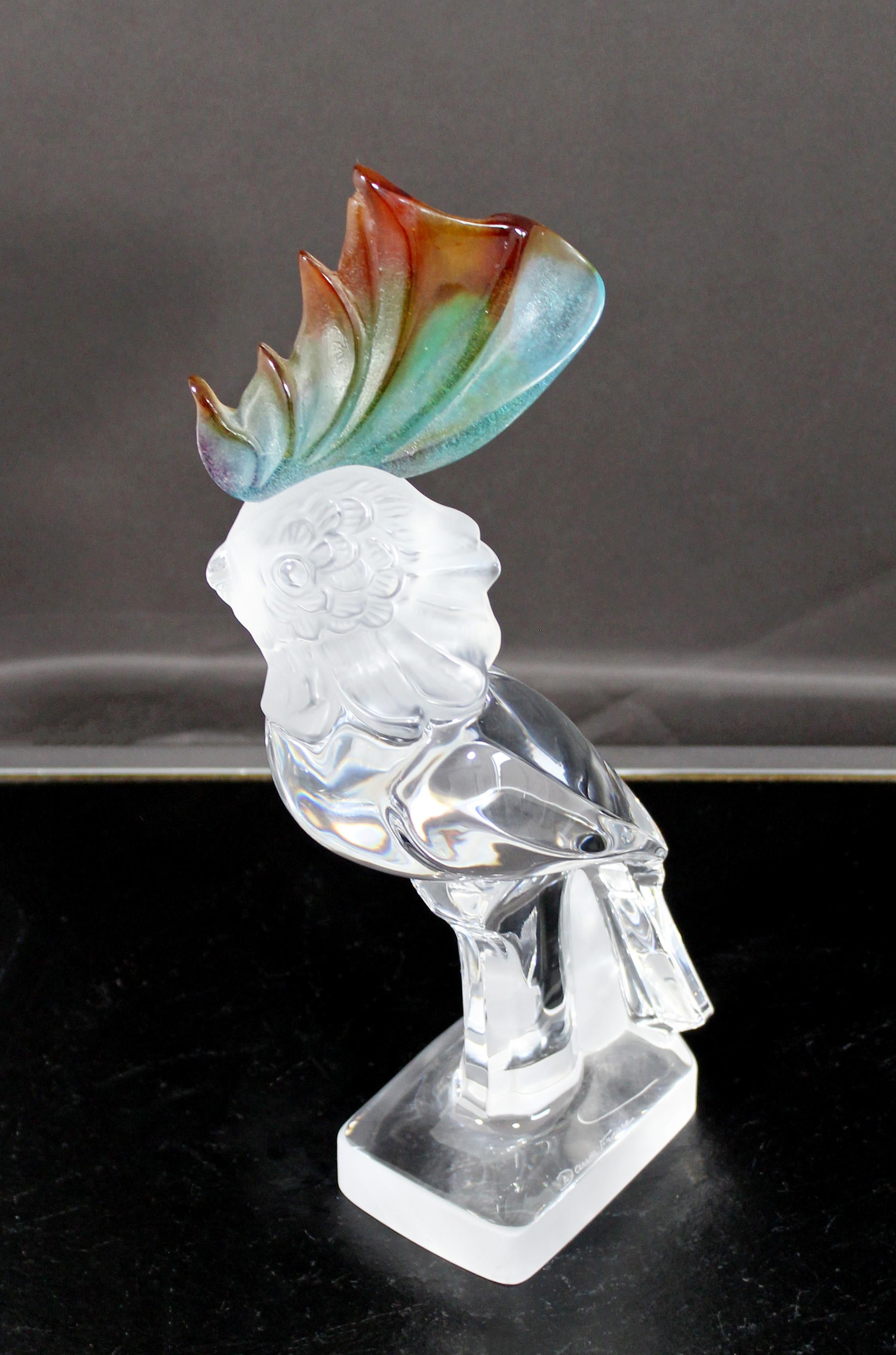 Late 20th Century Mid-Century Modern Crystal Daum France Signed Cockatoo Table Sculpture, 1970s