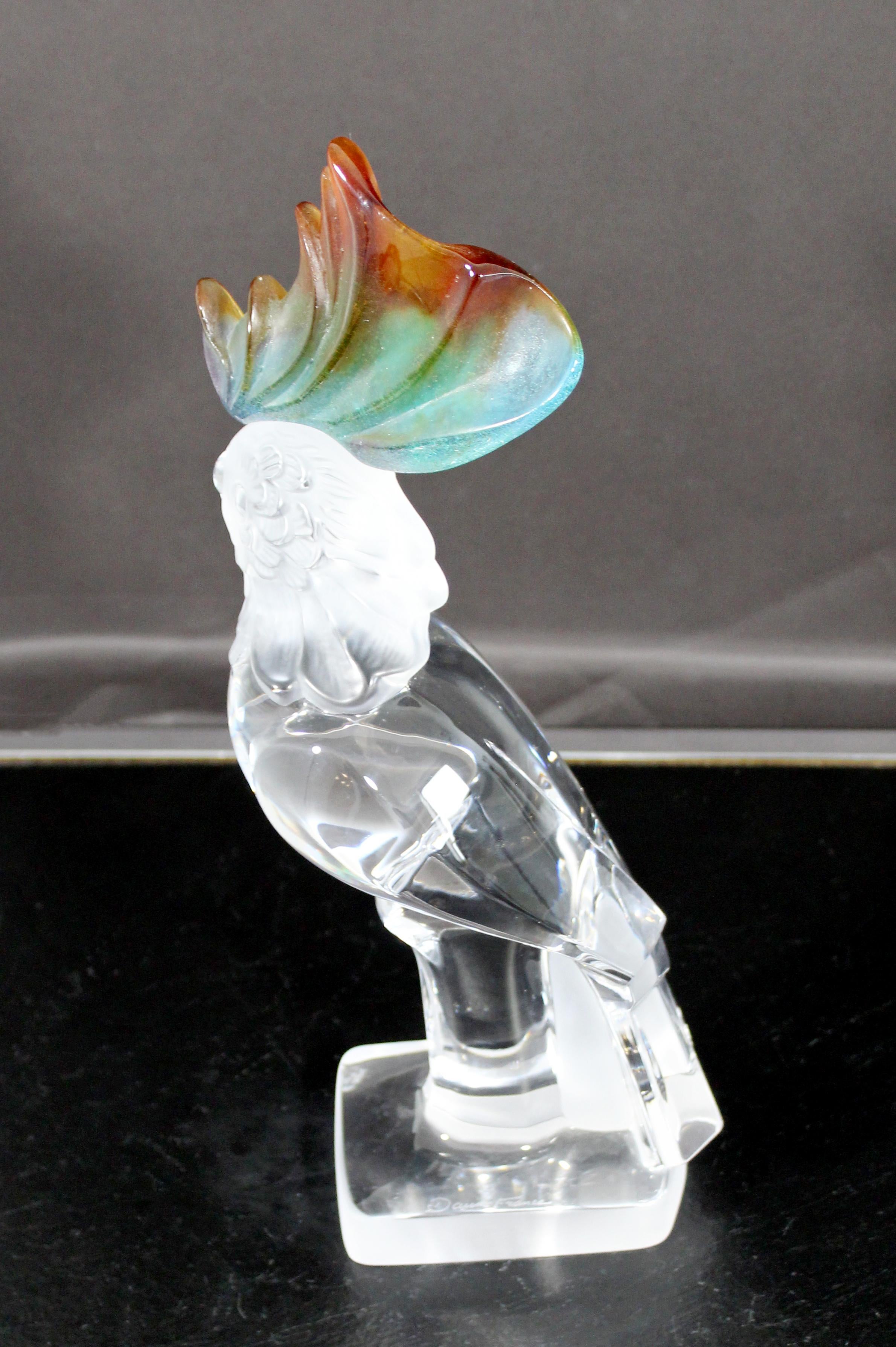 Mid-Century Modern Crystal Daum France Signed Cockatoo Table Sculpture, 1970s 1