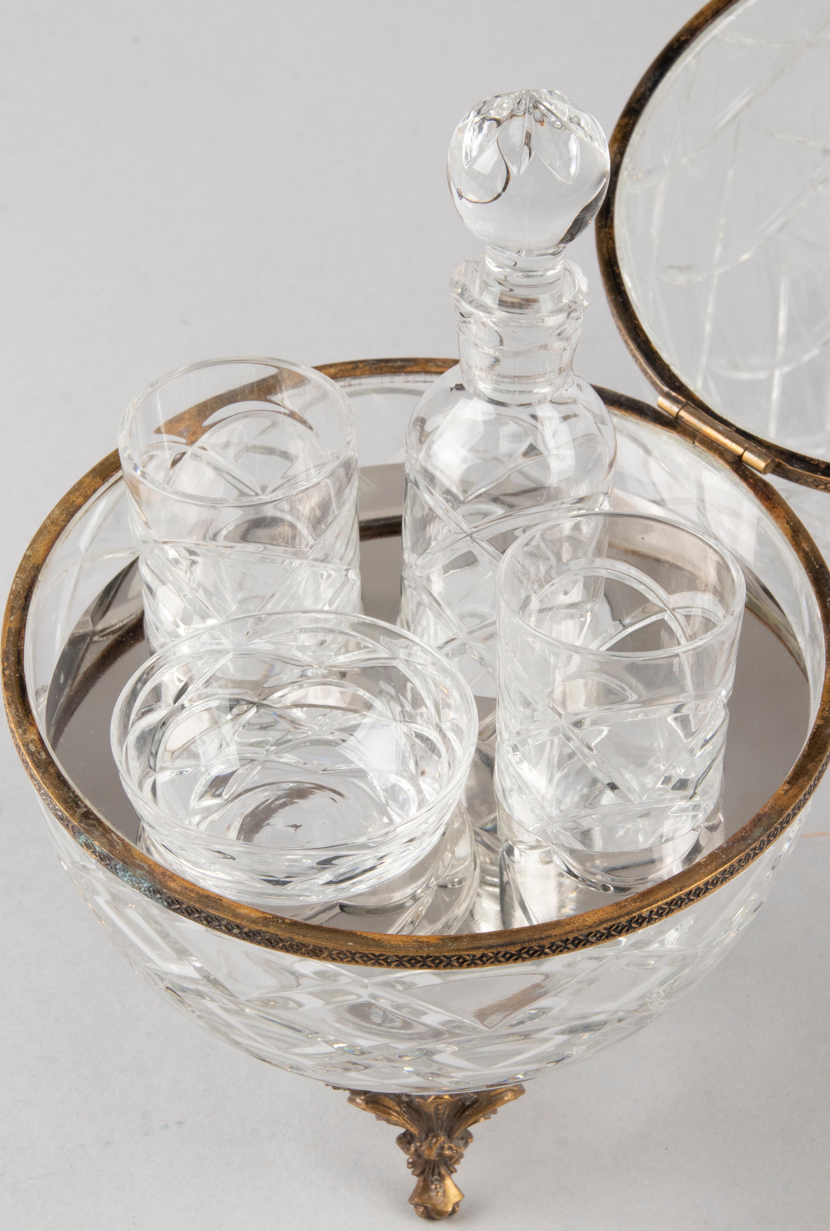 French Mid-Century Modern Crystal Egg for Caviar and Vodka Made by Fabergé