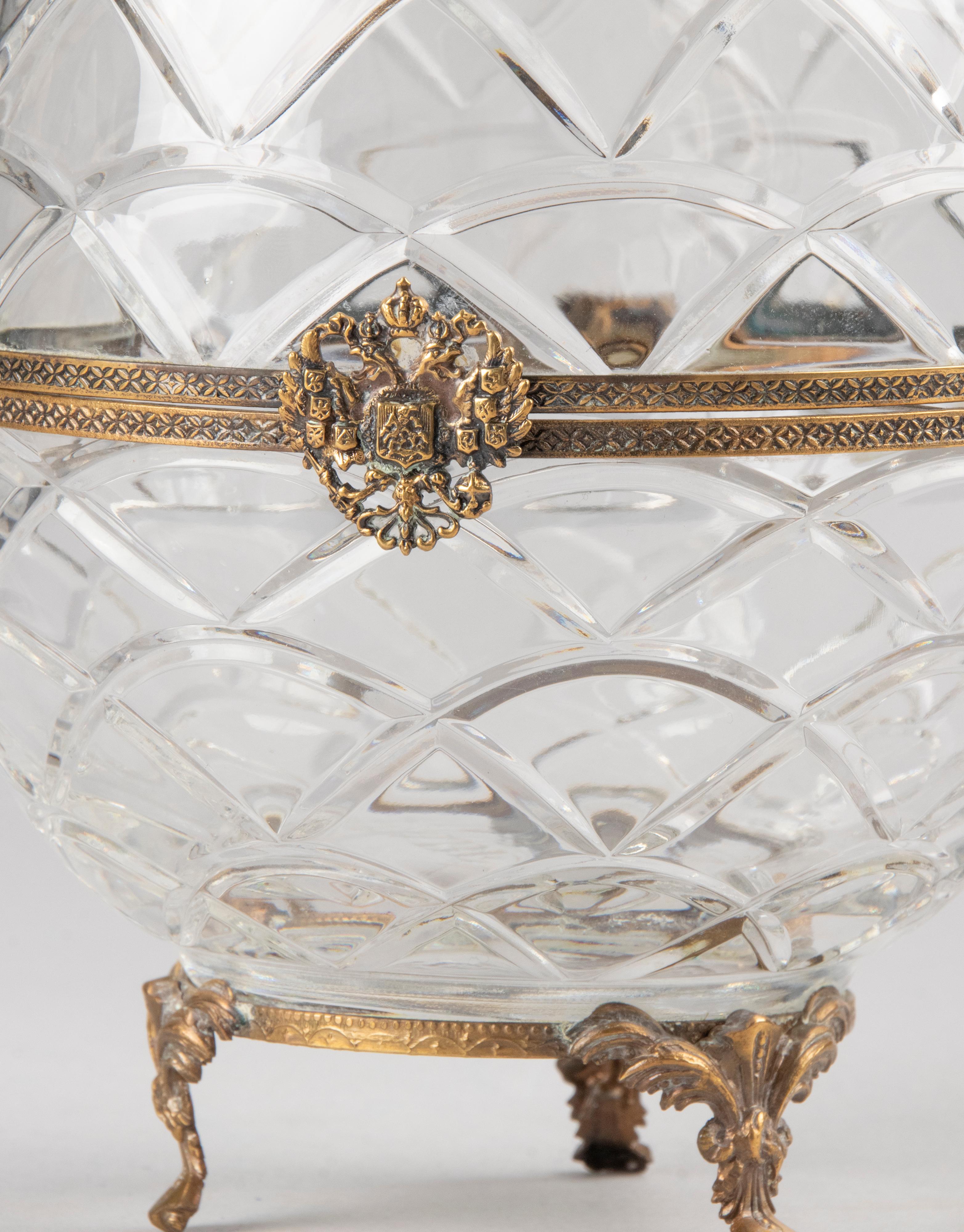 Hand-Crafted Mid-Century Modern Crystal Egg for Caviar and Vodka Made by Fabergé