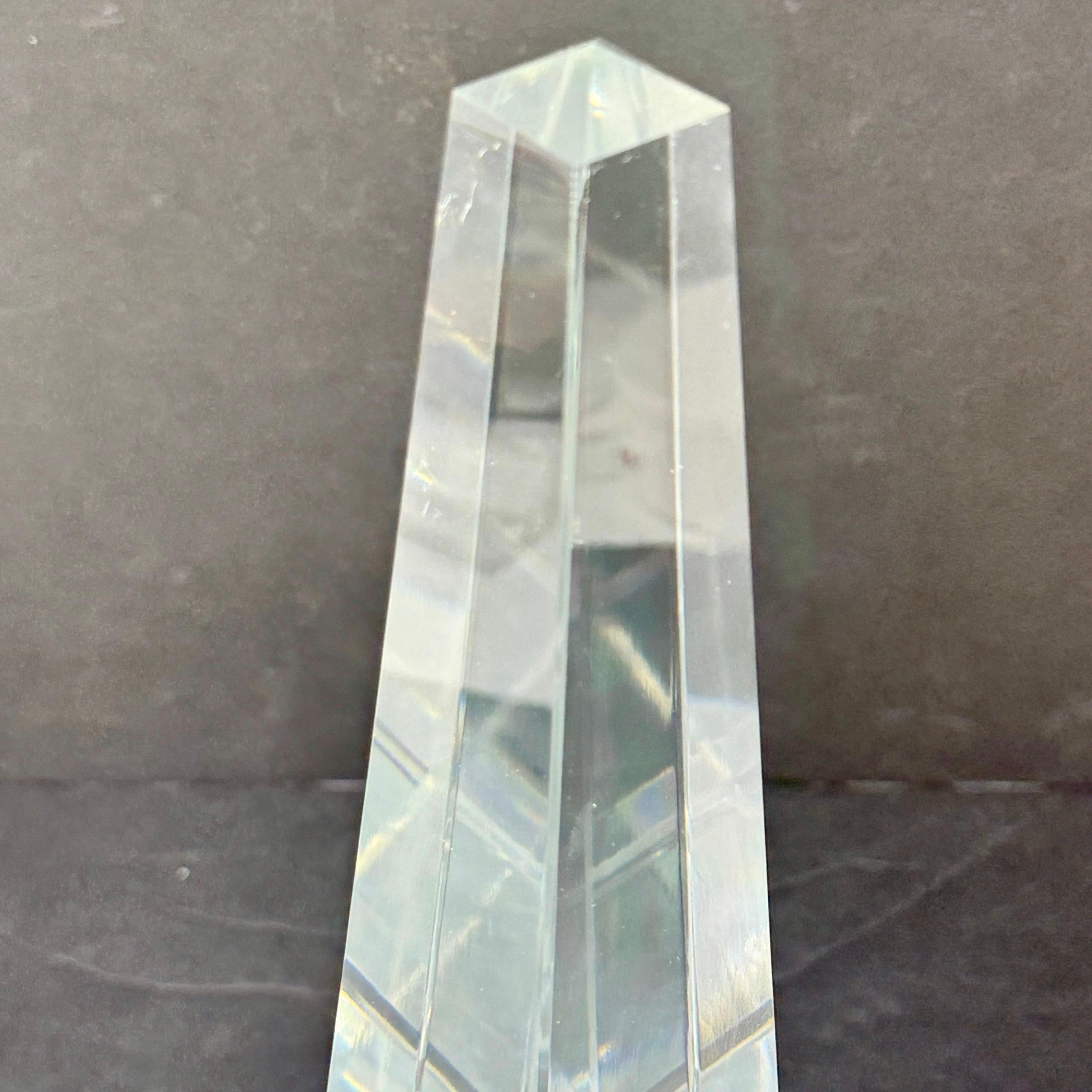 Mid-Century Modern Crystal Faceted Obelisk Sculpture For Sale 6