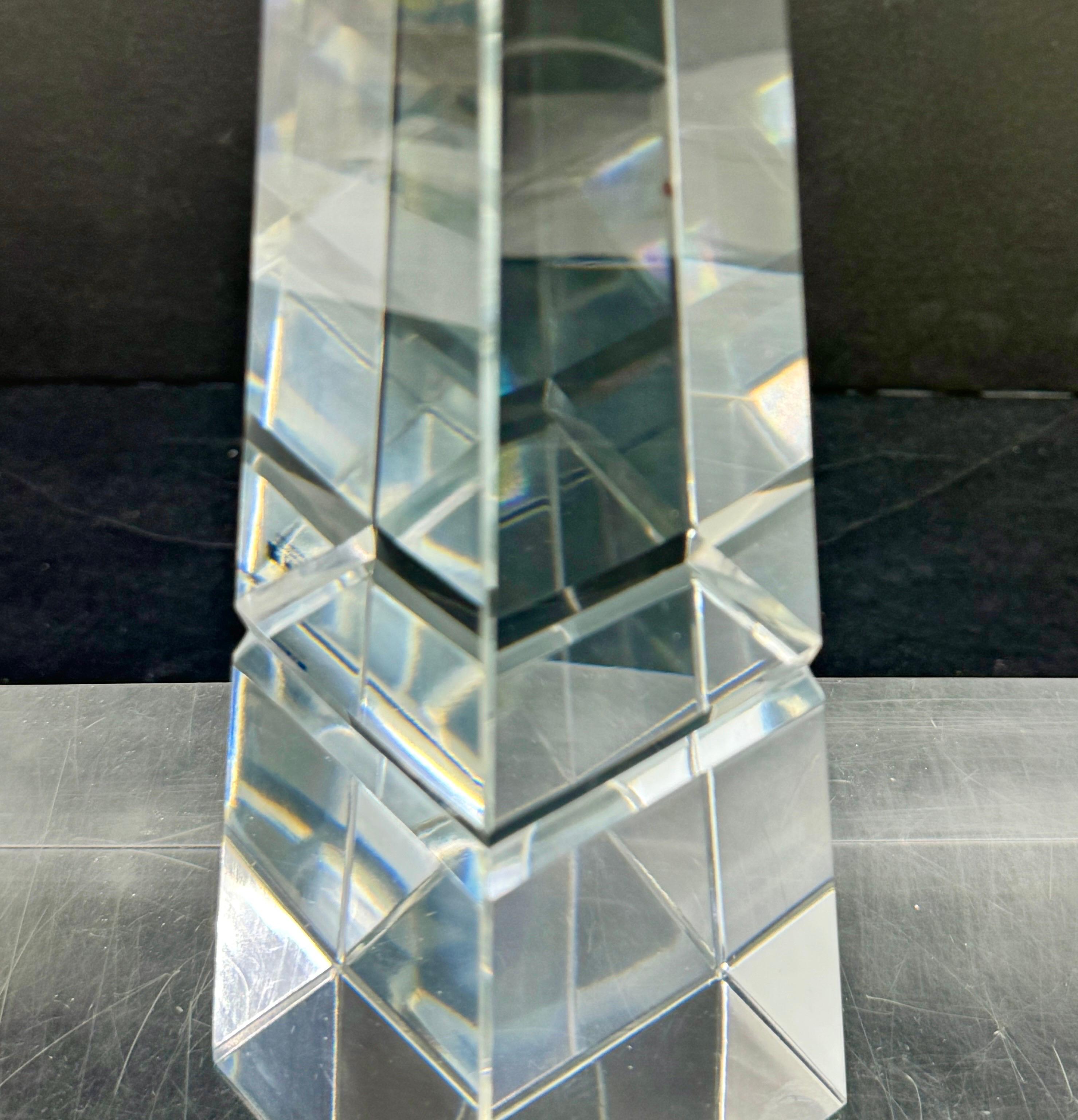 Mid-Century Modern Crystal Faceted Obelisk Sculpture For Sale 7