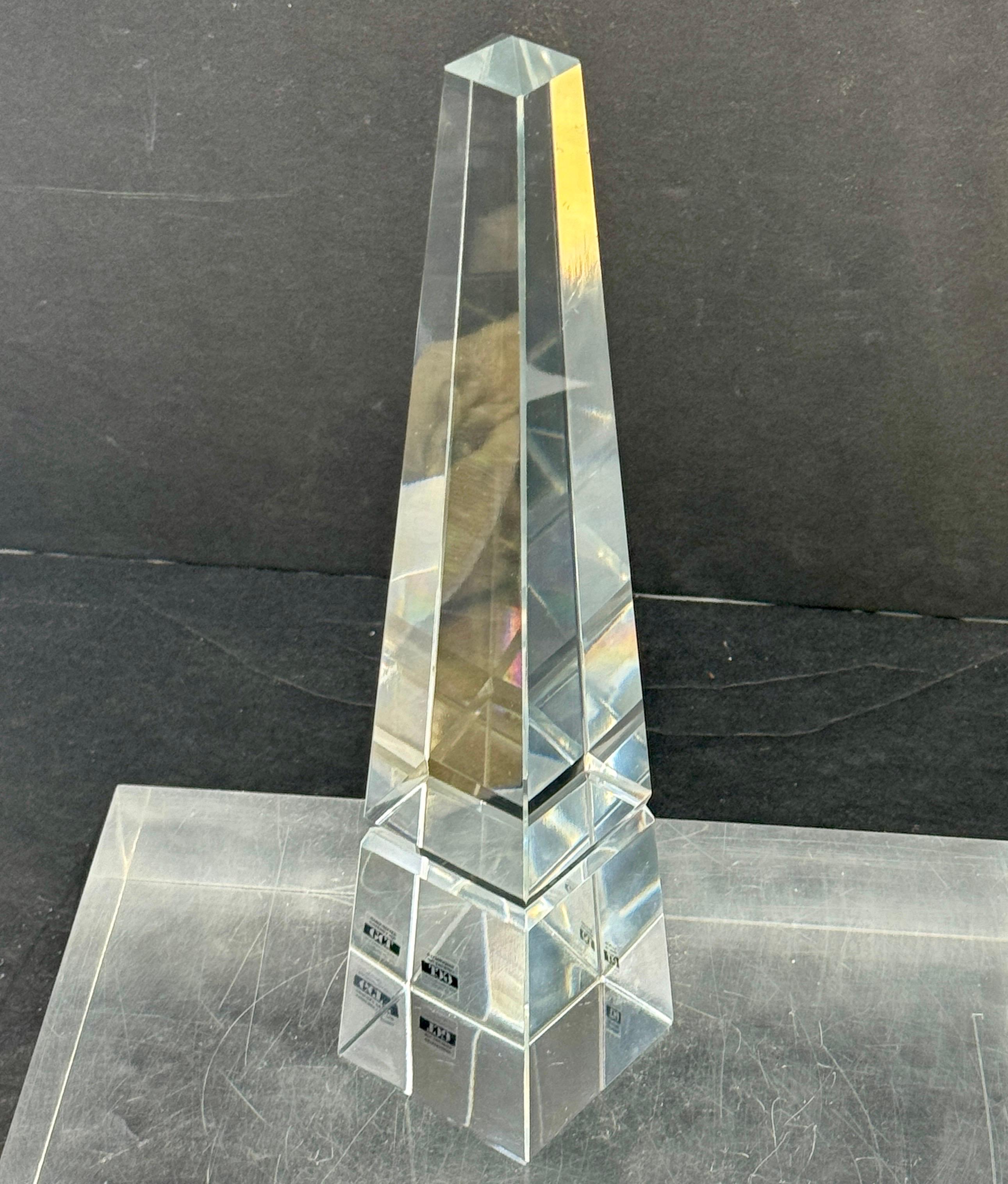 Mid-Century Modern Crystal Faceted Obelisk Sculpture For Sale 8