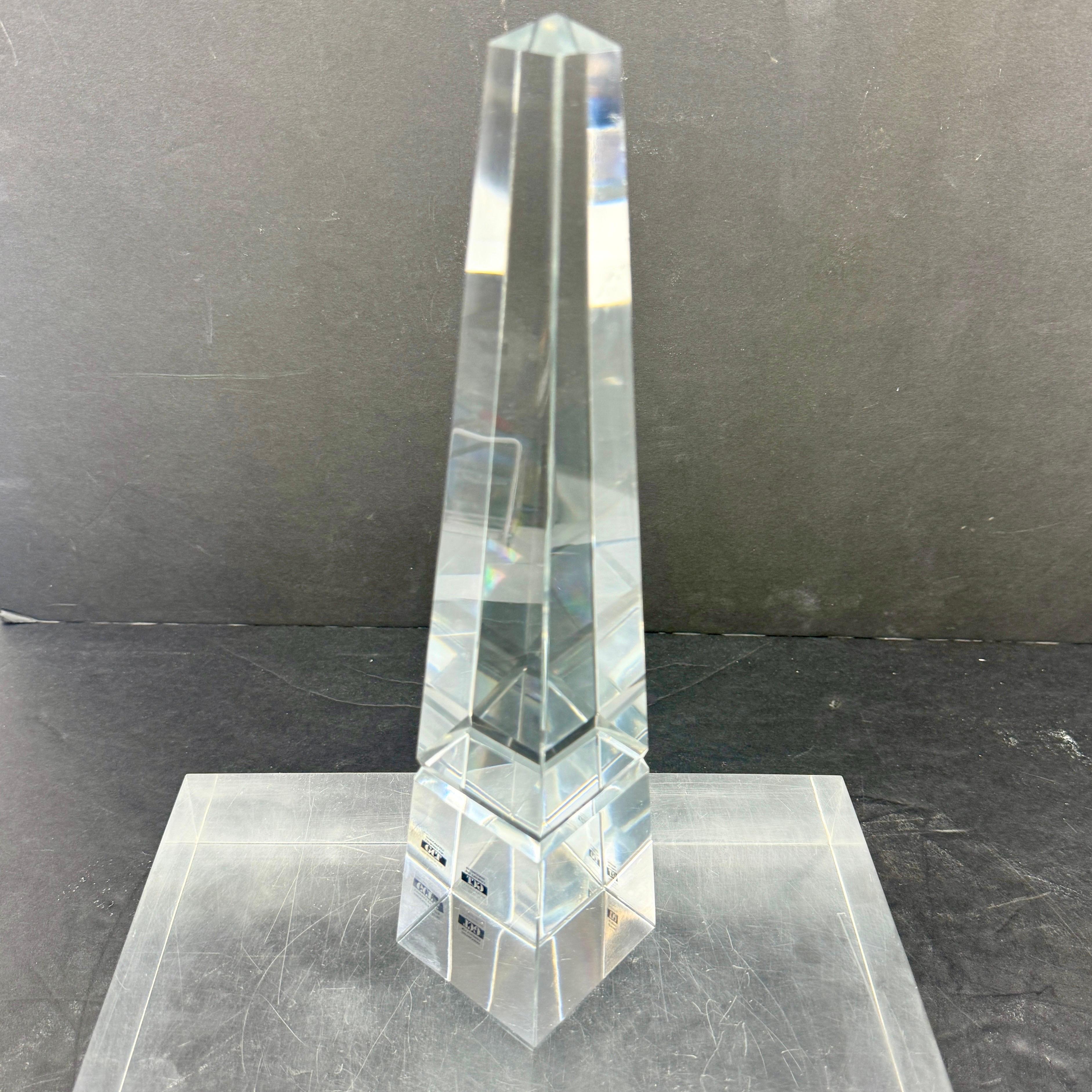 20th Century Mid-Century Modern Crystal Faceted Obelisk Sculpture For Sale