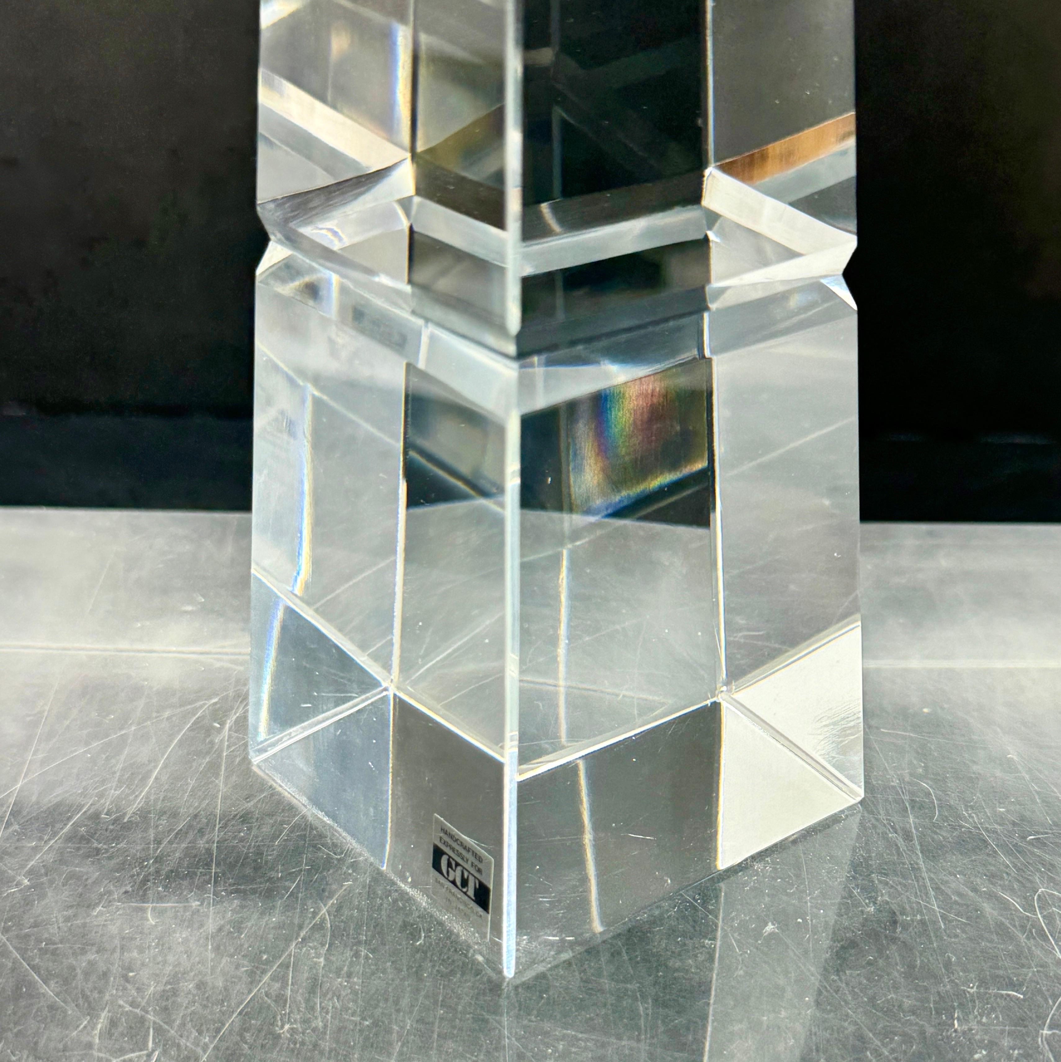 Mid-Century Modern Crystal Faceted Obelisk Sculpture For Sale 2