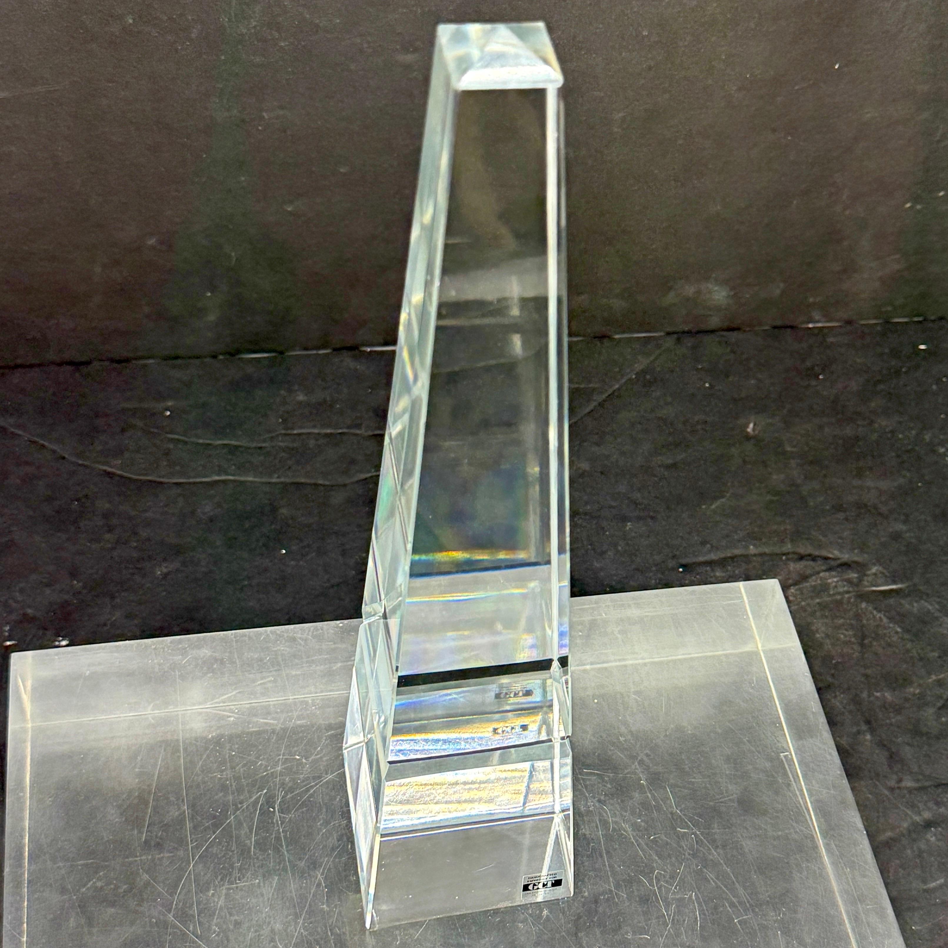 Mid-Century Modern Crystal Faceted Obelisk Sculpture For Sale 3