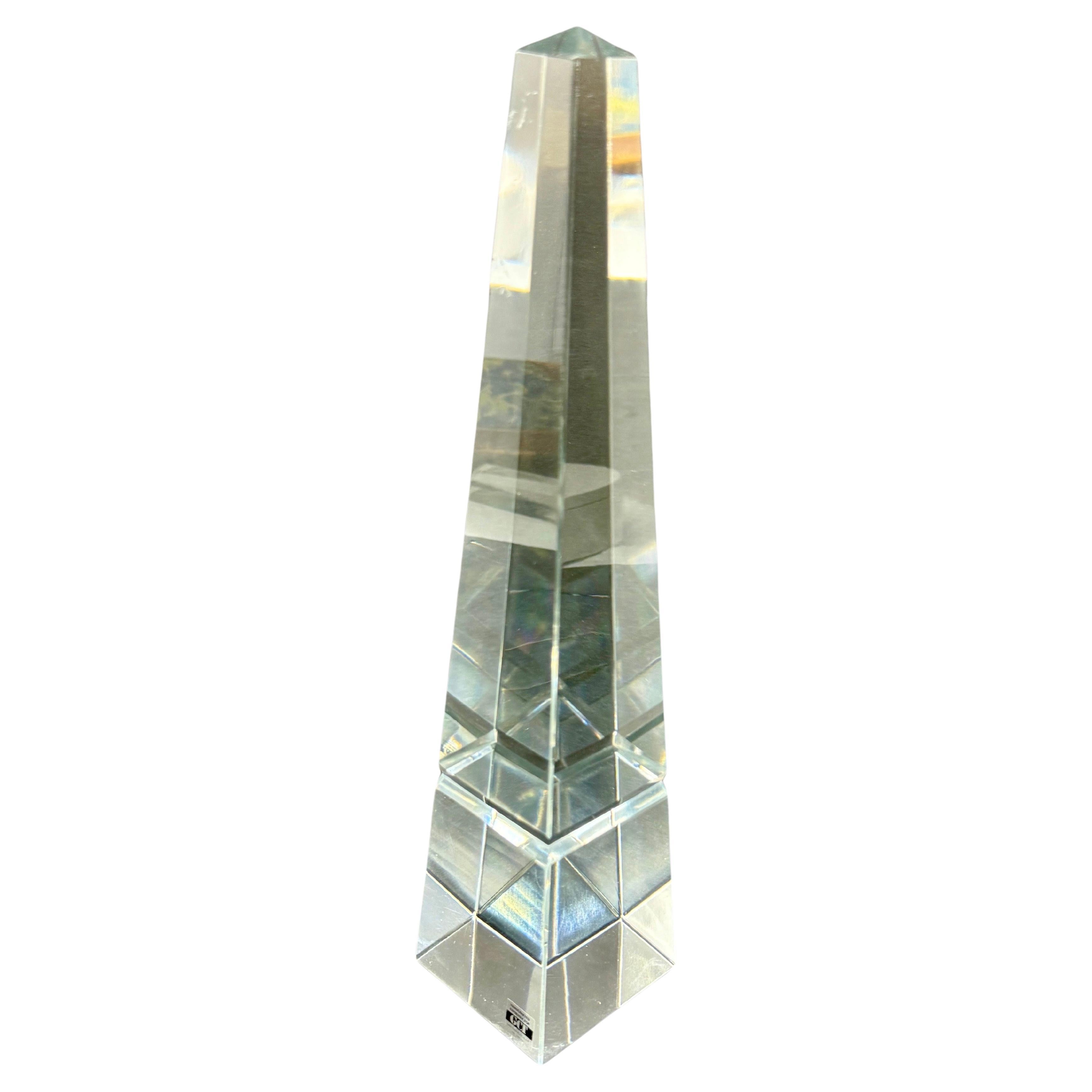 Mid-Century Modern Crystal Faceted Obelisk Sculpture For Sale
