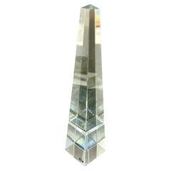 Mid-Century Modern Crystal Faceted Obelisk Sculpture