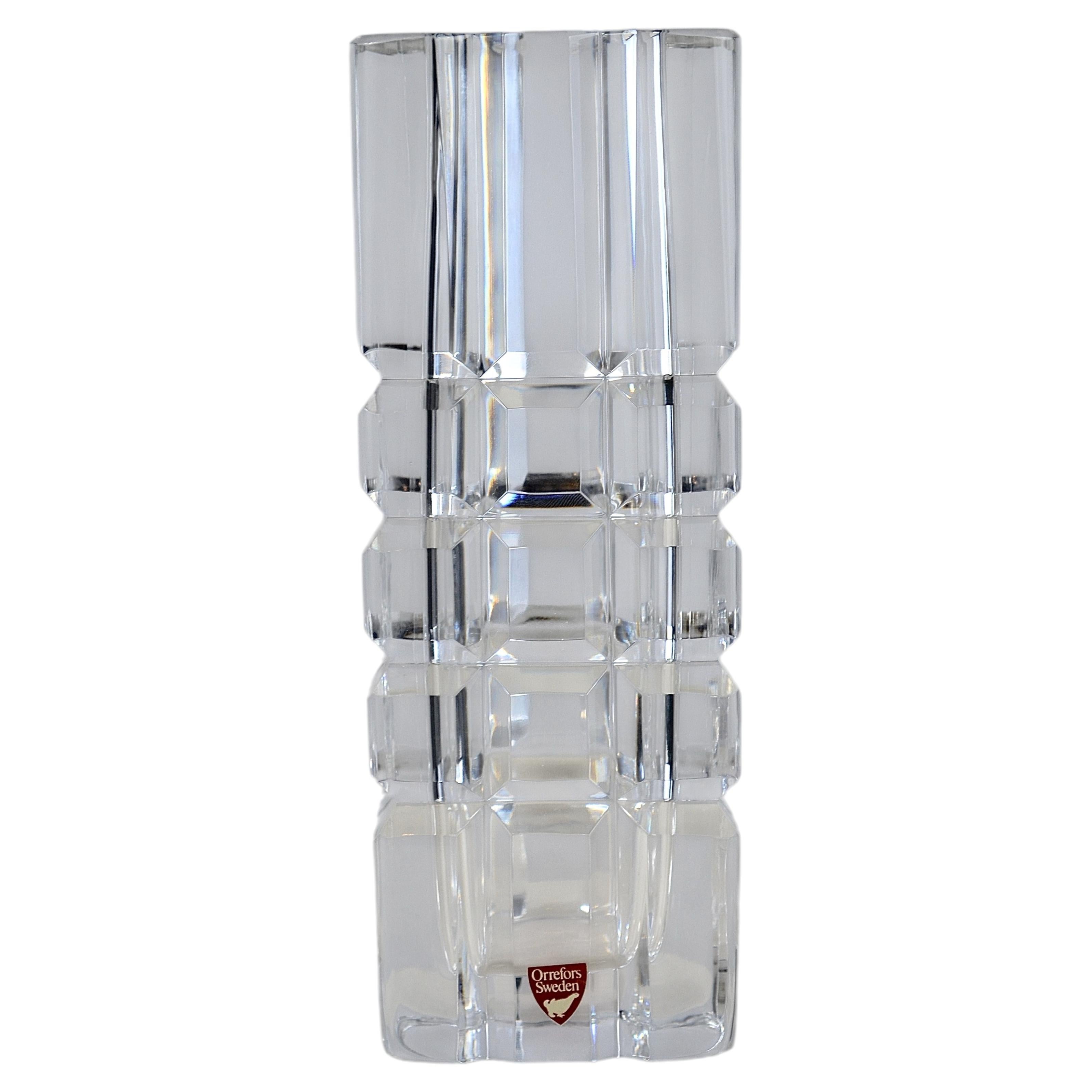 Jarrón de cristal facetado de estilo «Mid-Century Modern», diseñado por Sven Palmqvist para Orrefors, Suecia en venta