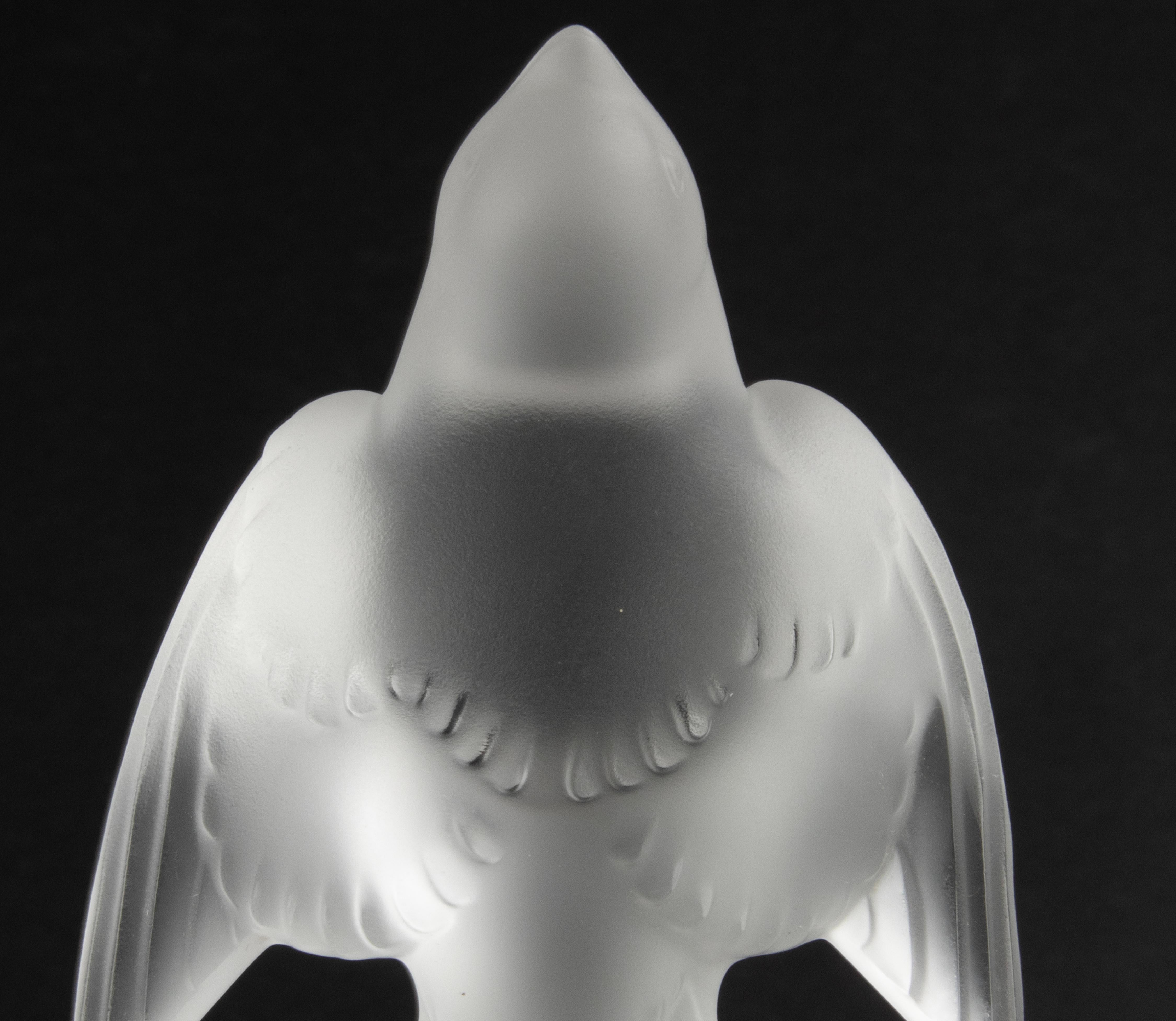 Mid-Century Modern Crystal Figurine of a Bird, Lalique Moineau Hardi 6