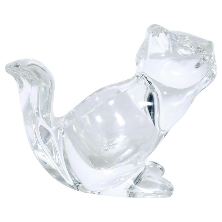 1980s Modern Crystal Glass Candy Dish Squirrel Figurine For Sale at 1stDibs