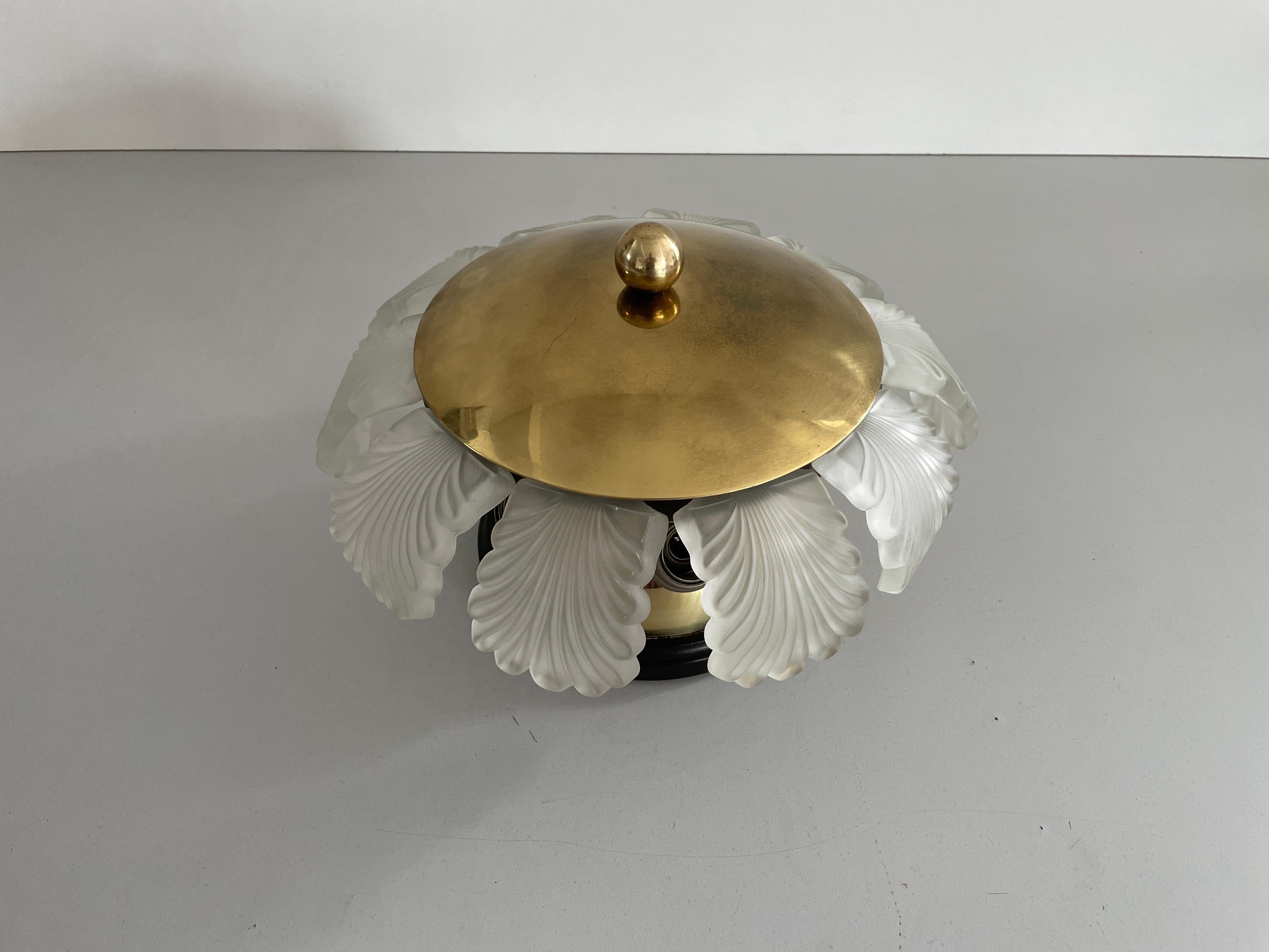 Empotrable moderno de mediados de siglo de cristal, latón y madera, años 60, Alemania Moderno de mediados de siglo en venta