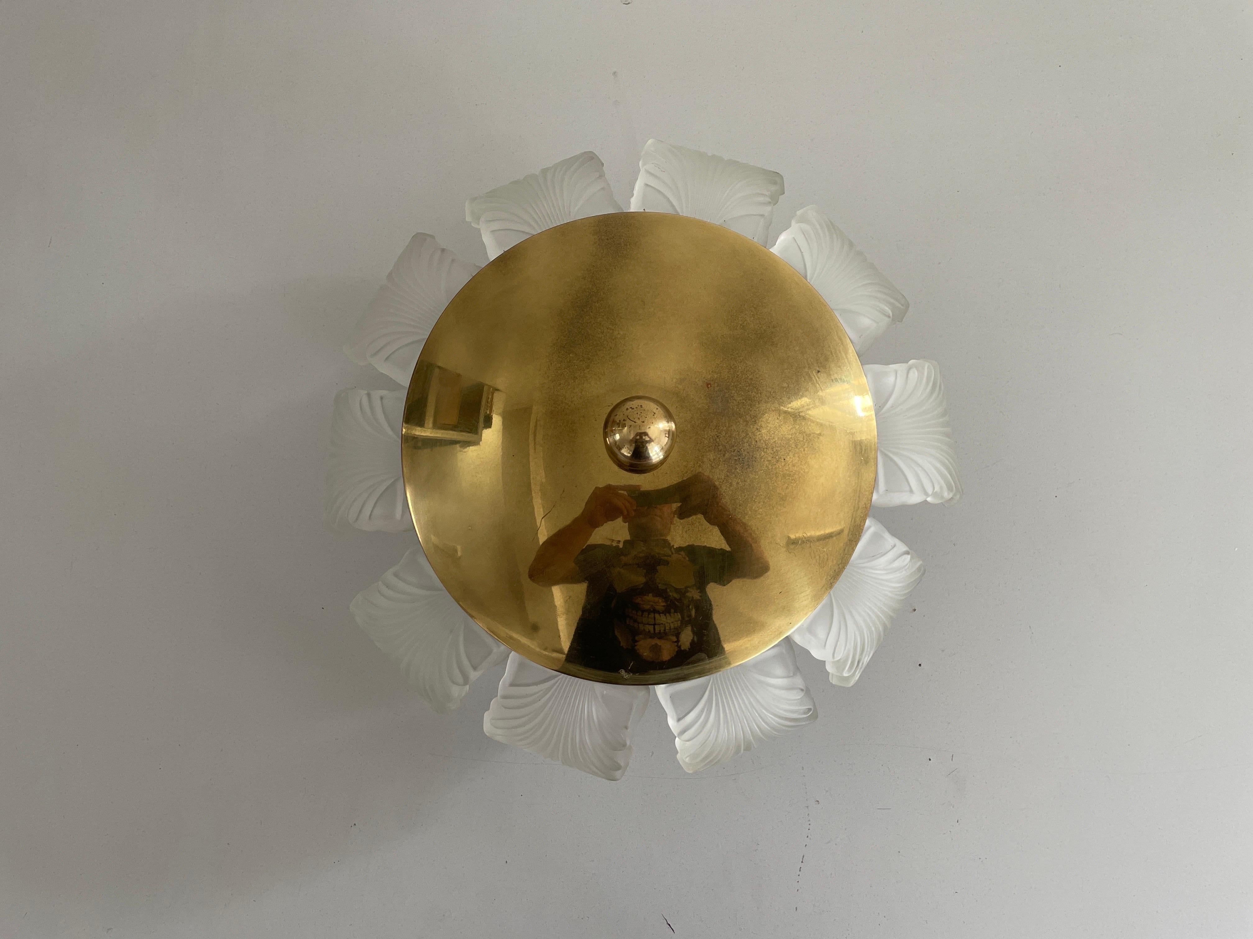 Empotrable moderno de mediados de siglo de cristal, latón y madera, años 60, Alemania Alemán en venta