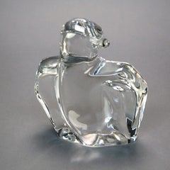 Mid-Century Modern Crystal Glass Eagle Signed Orrefors Olle Alberuis 20th C