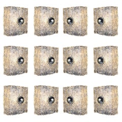Mid-Century Modern Crystal Glass Sconces by Kaiser Leuchten Germany 24 Available