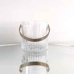 Mid-Century Modern Crystal Ice Bucket with Textured Glass, France, c. 1970s