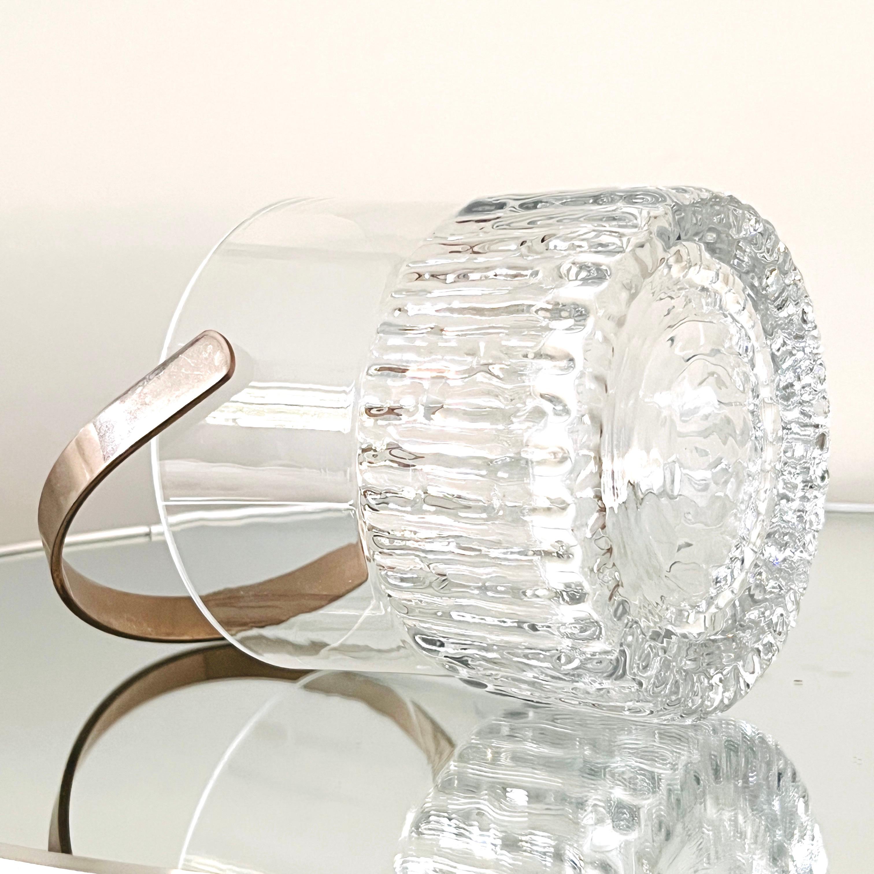 Mid-Century Modern Crystal Ice Bucket with Textured Glass, France, c. 1970s For Sale 1