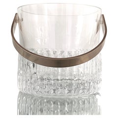 Mid-Century Modern Crystal Ice Bucket with Textured Glass, France, c. 1970s