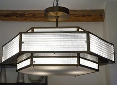 Mid-Century Modern Crystal Murano Glass Hexagonal Chandelier Alberto Donà, 1998