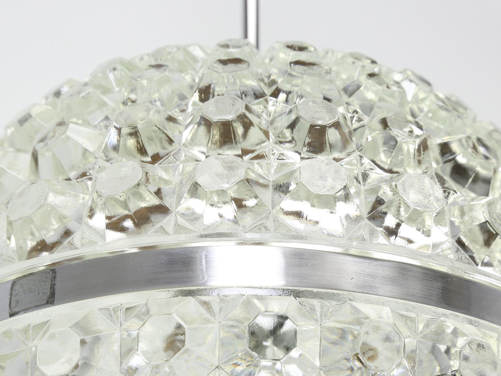 Glass Mid-Century Modern Crystal Orb Pendant Fixture from Argentina For Sale